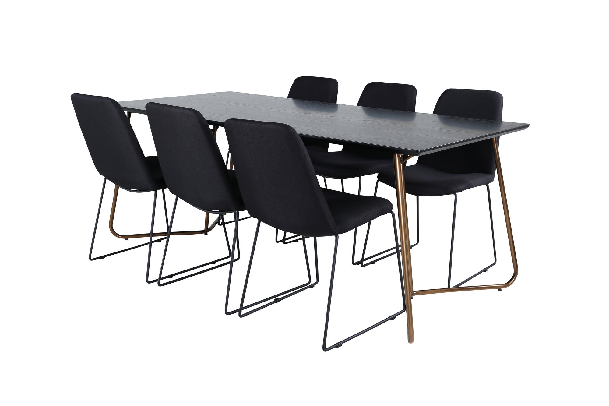 Venture Home Petra spisebord , Distressed Copper Black Veneer+Muce Spisebordsstol , Black Legs , Black Fabric_6