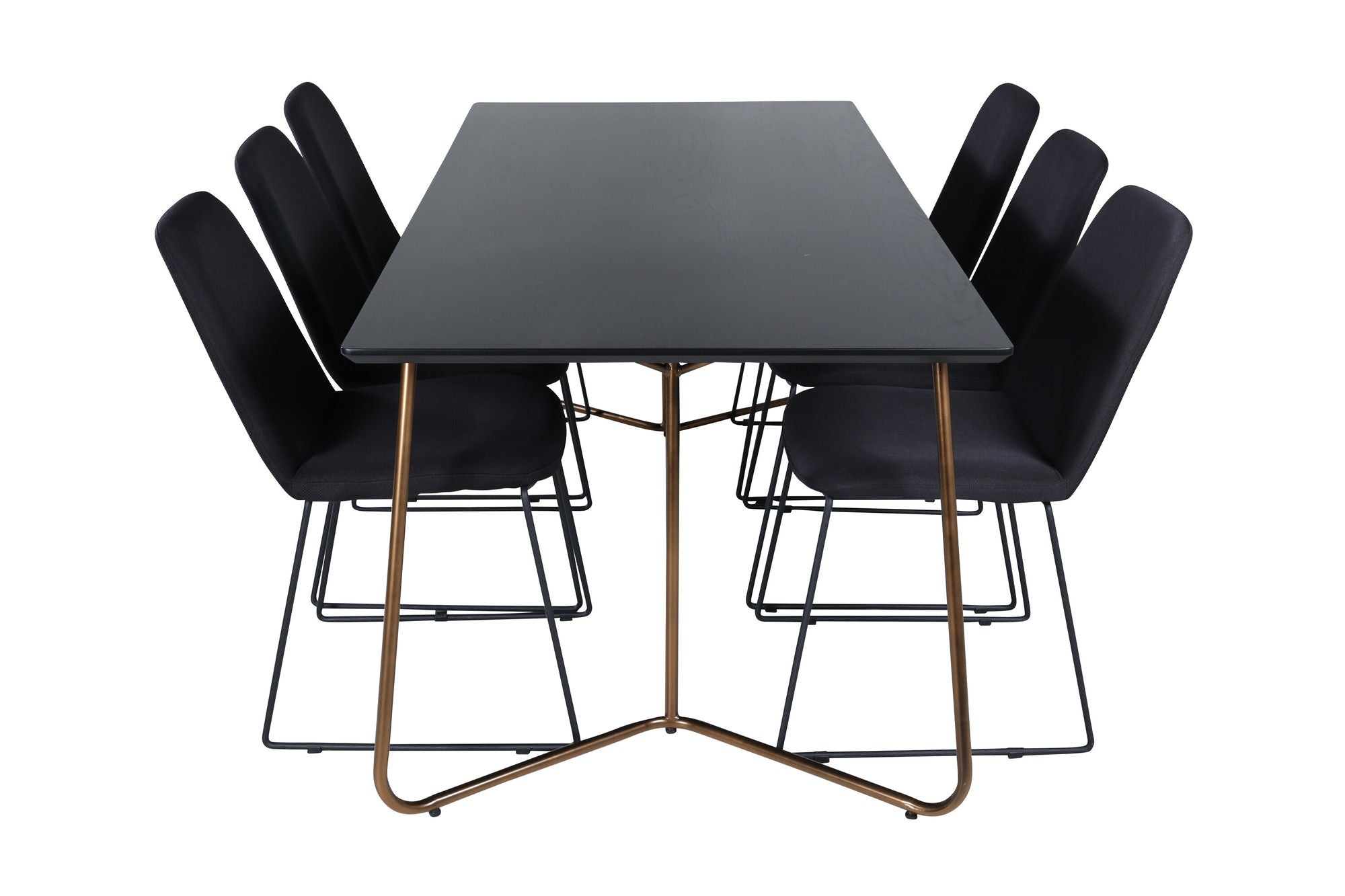 Venture Home Petra spisebord , Distressed Copper Black Veneer+Muce Spisebordsstol , Black Legs , Black Fabric_6