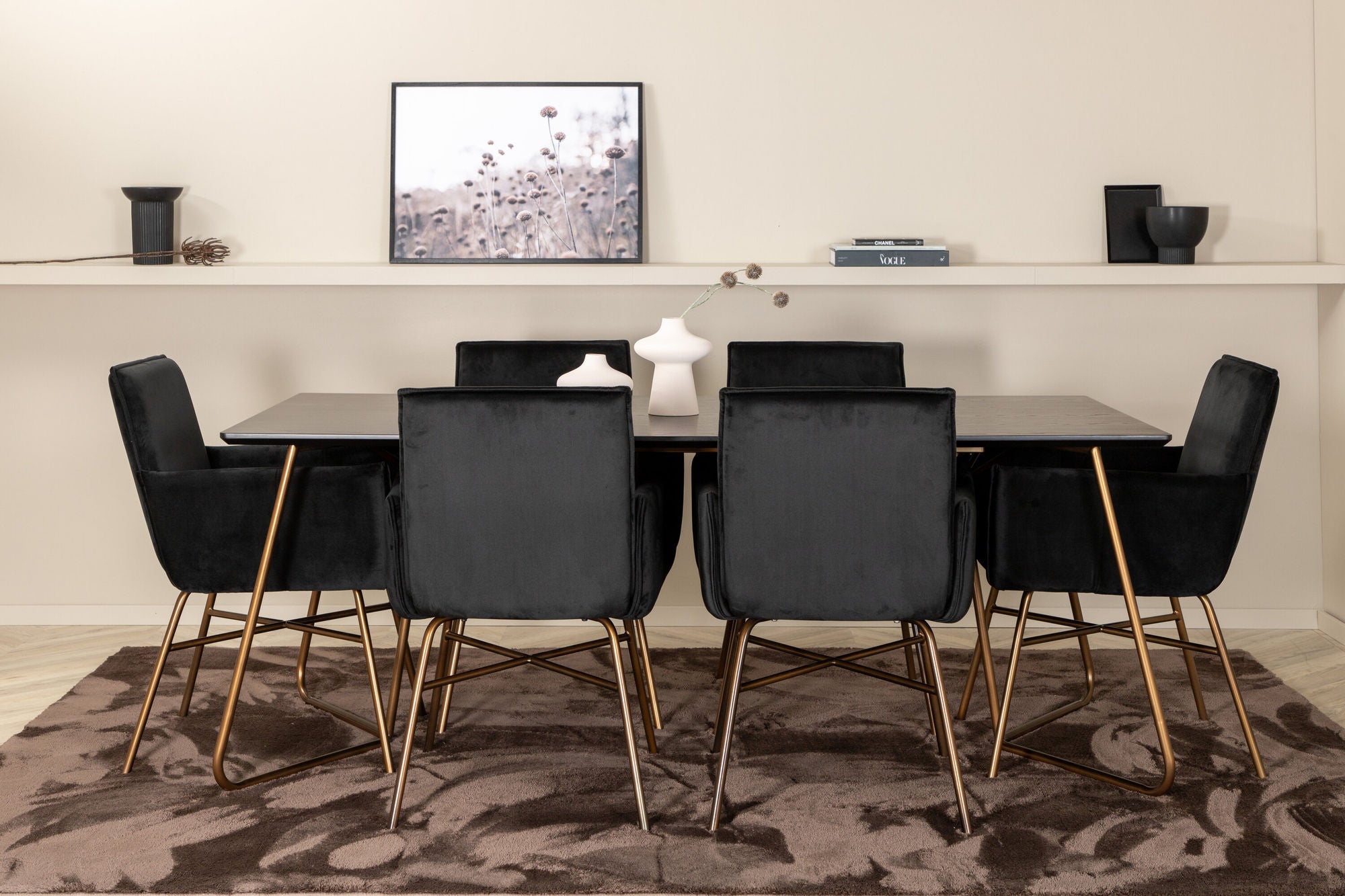 Venture Home Petra spisebord , Distressed Copper Black Veneer+Petra stol , Distressed Copper Black Velvet_6