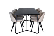 Venture Home Petra spisebord , Black Black Veneer+Velvet Stitches stol , Black Beige Velvet_6