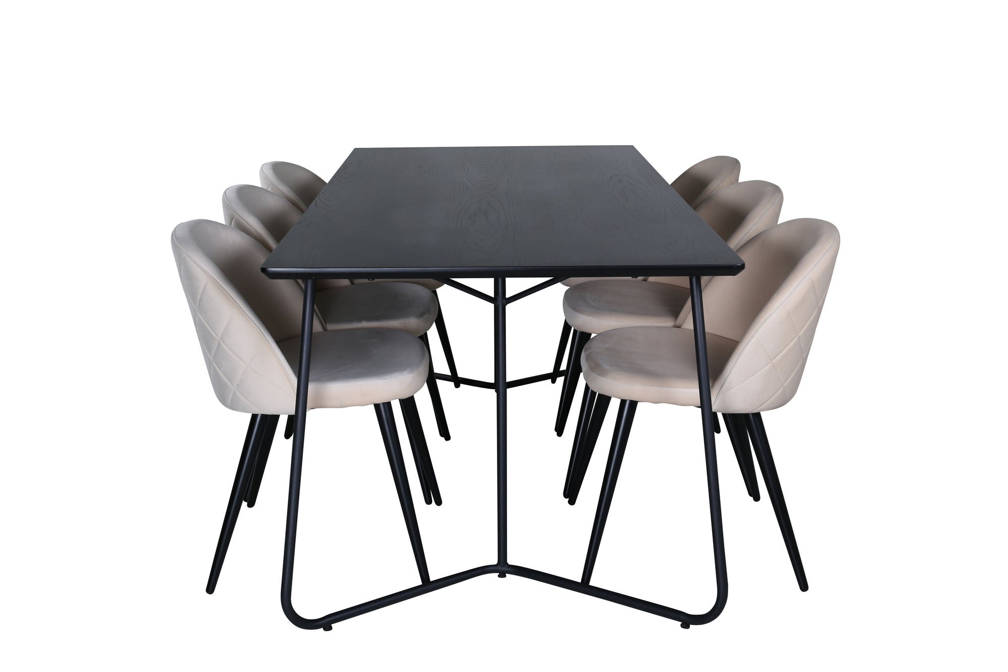 Venture Home Petra spisebord , Black Black Veneer+Velvet Stitches stol , Black Beige Velvet_6