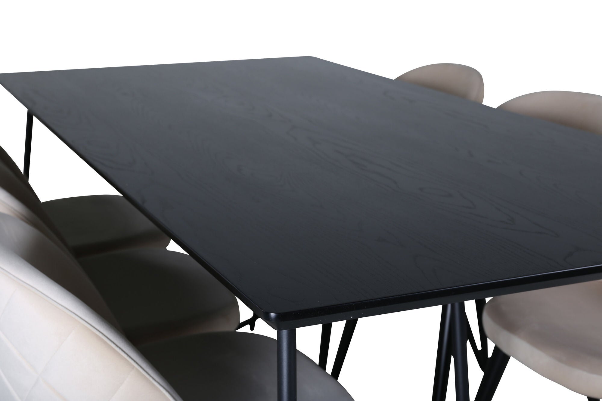 Venture Home Petra spisebord , Black Black Veneer+Velvet Stitches stol , Black Beige Velvet_6
