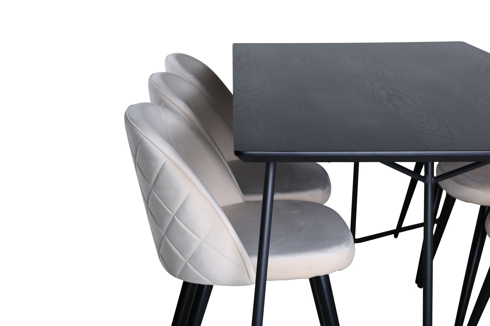 Venture Home Petra spisebord , Black Black Veneer+Velvet Stitches stol , Black Beige Velvet_6