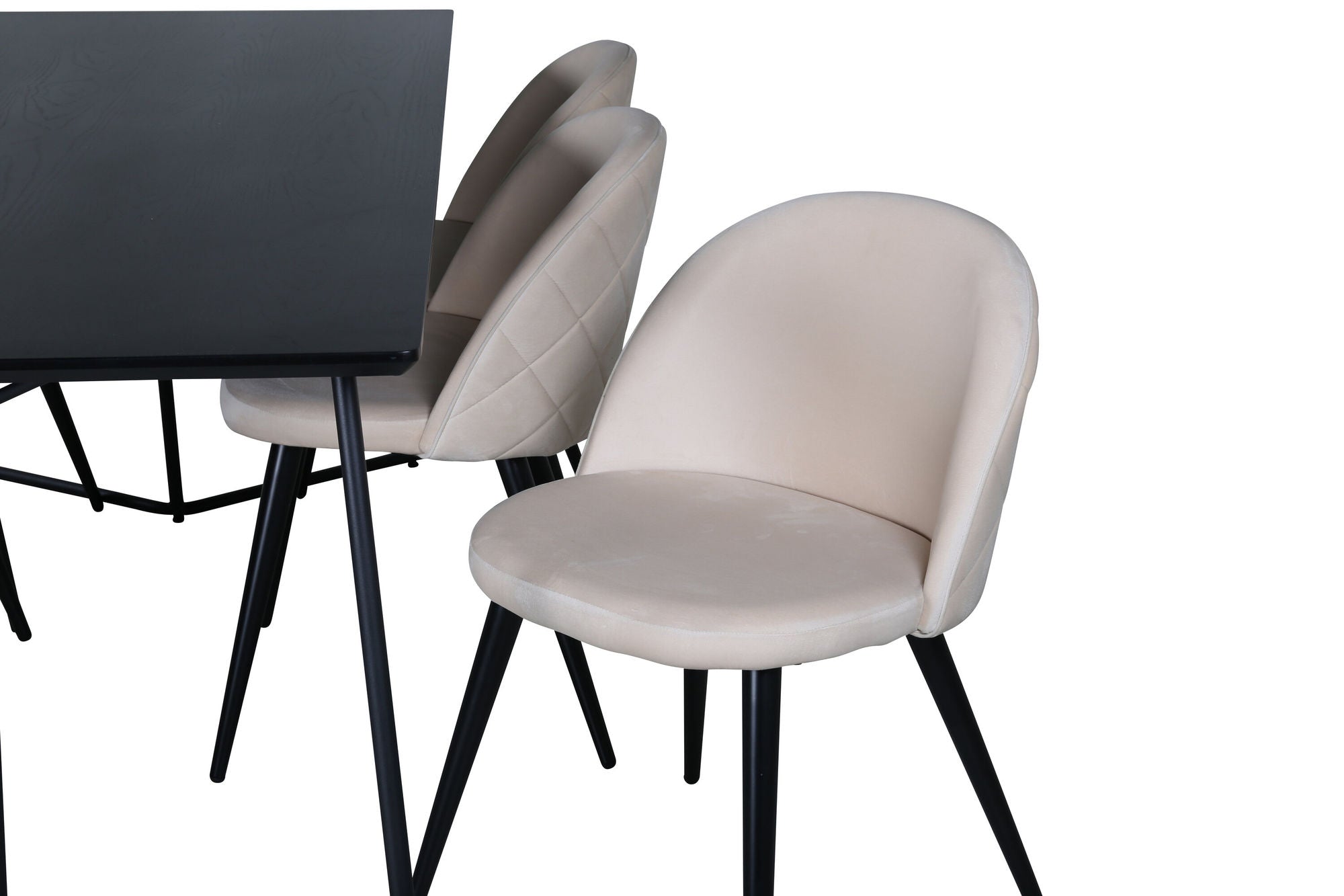 Venture Home Petra spisebord , Black Black Veneer+Velvet Stitches stol , Black Beige Velvet_6