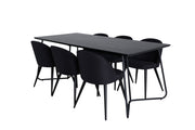 Venture Home Petra spisebord , Black Black Veneer+Velvet Dining Chiar , Black legs, Black Fabric_6