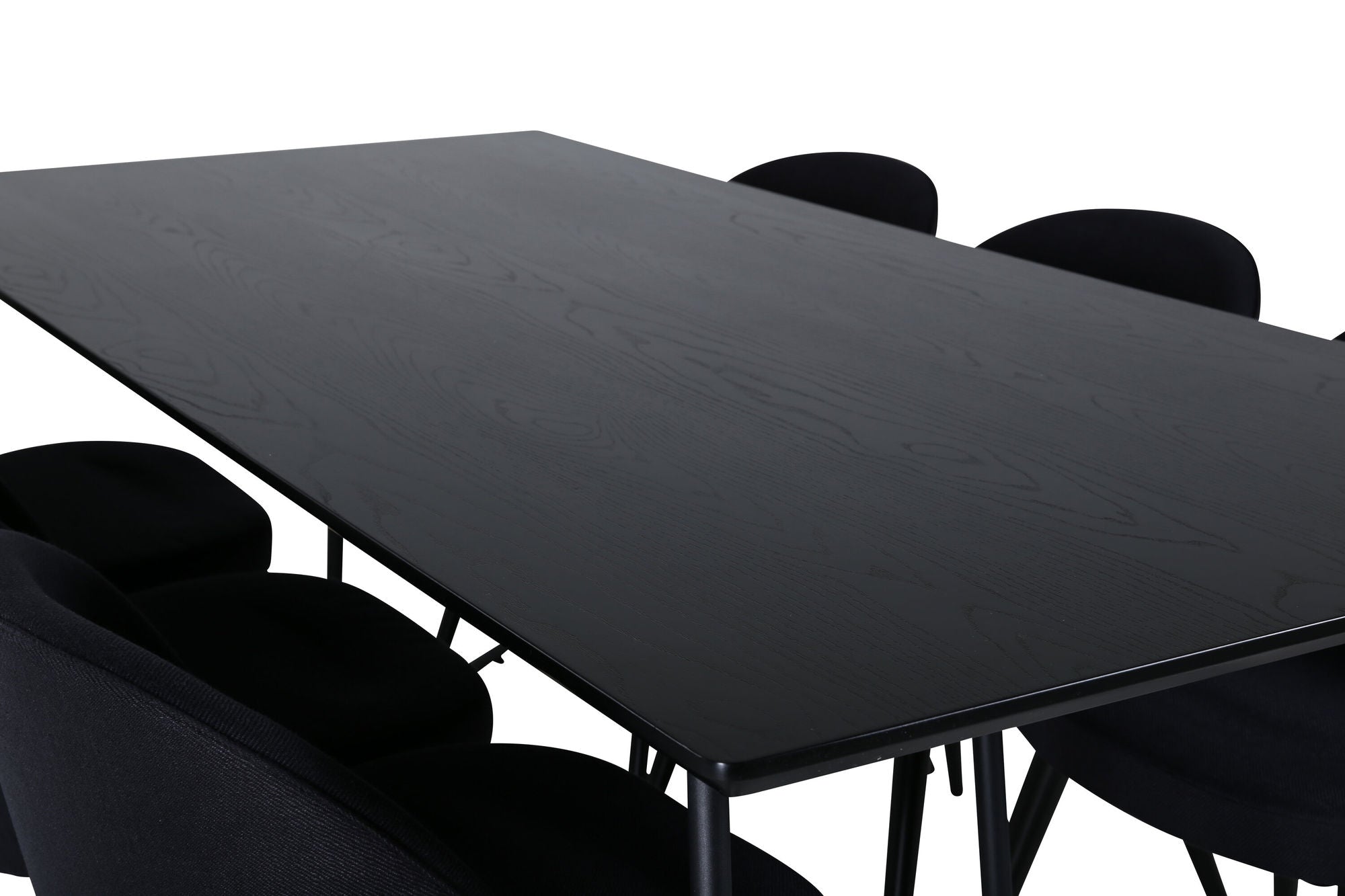 Venture Home Petra spisebord , Black Black Veneer+Velvet Dining Chiar , Black legs, Black Fabric_6