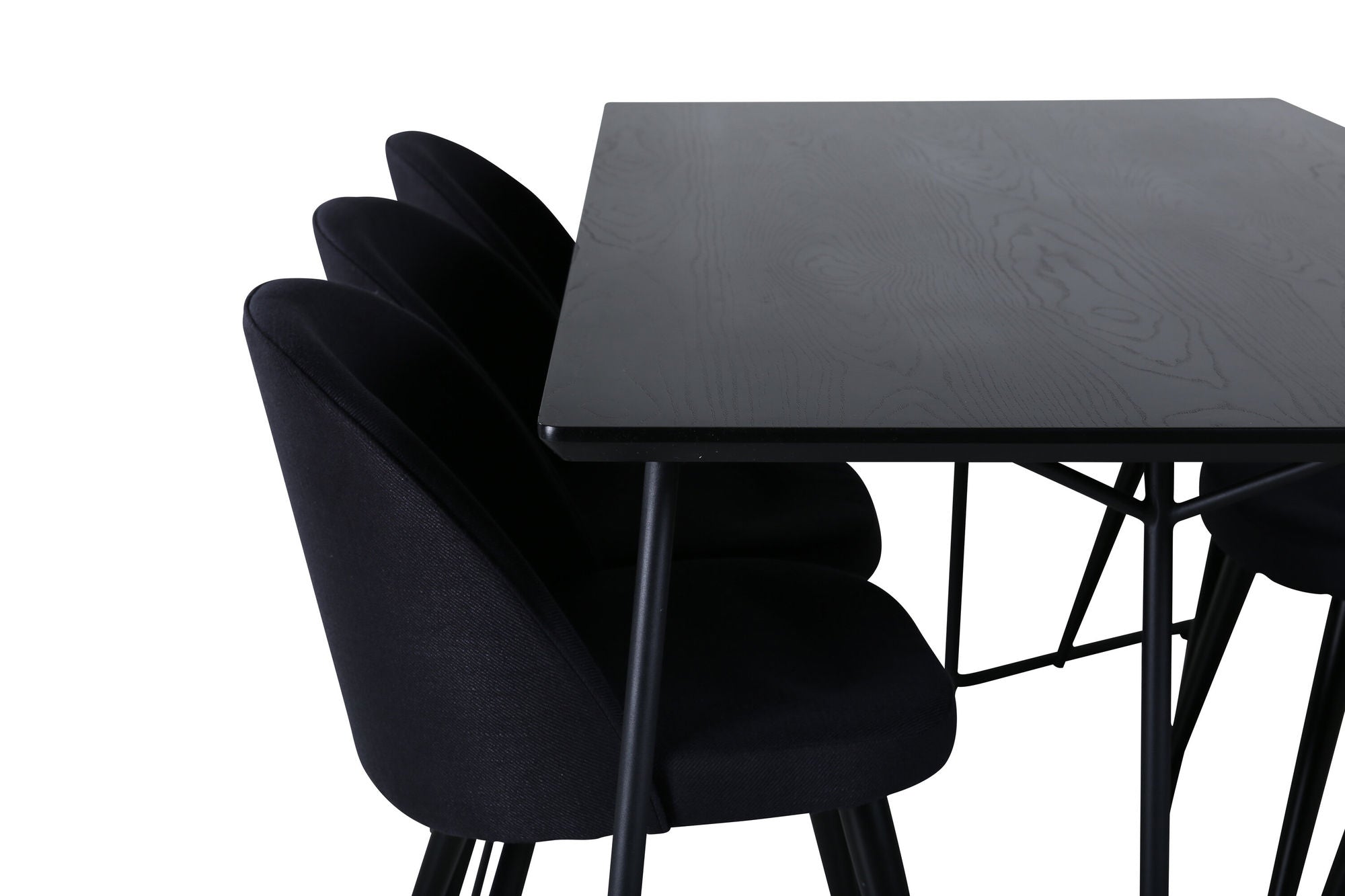 Venture Home Petra spisebord , Black Black Veneer+Velvet Dining Chiar , Black legs, Black Fabric_6