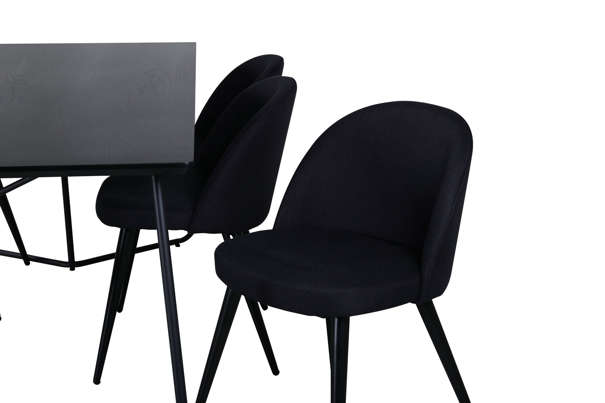 Venture Home Petra spisebord , Black Black Veneer+Velvet Dining Chiar , Black legs, Black Fabric_6