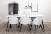 Venture Home Jimmy spisebord , Black White HPL+Velvet Dining Chiar , Black legs , Light GreyFabric_6