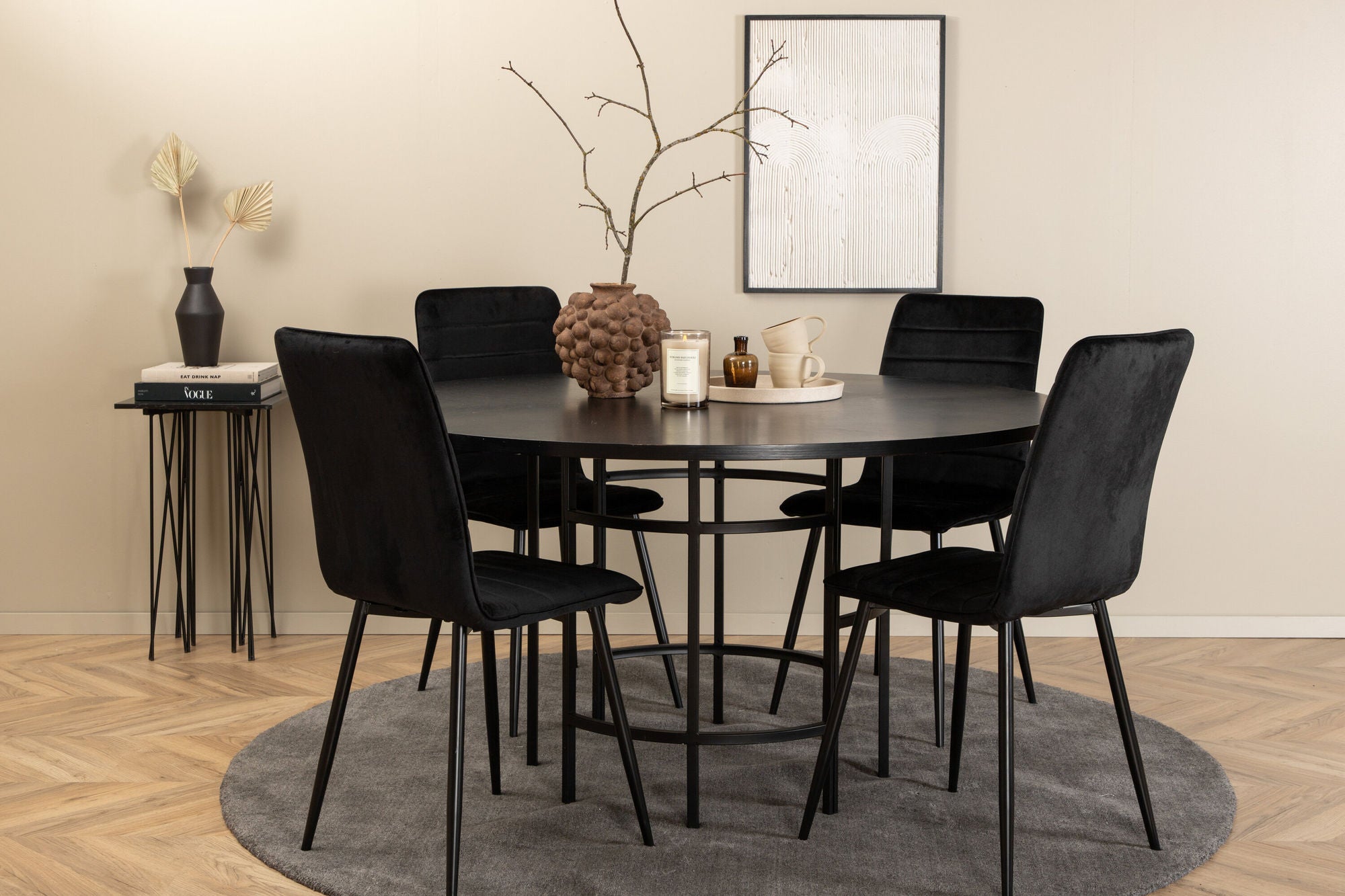 Venture Home Copenhagen - spisebord round - Black / Black+Windu Lyx stol - Black / Black Velvet_4