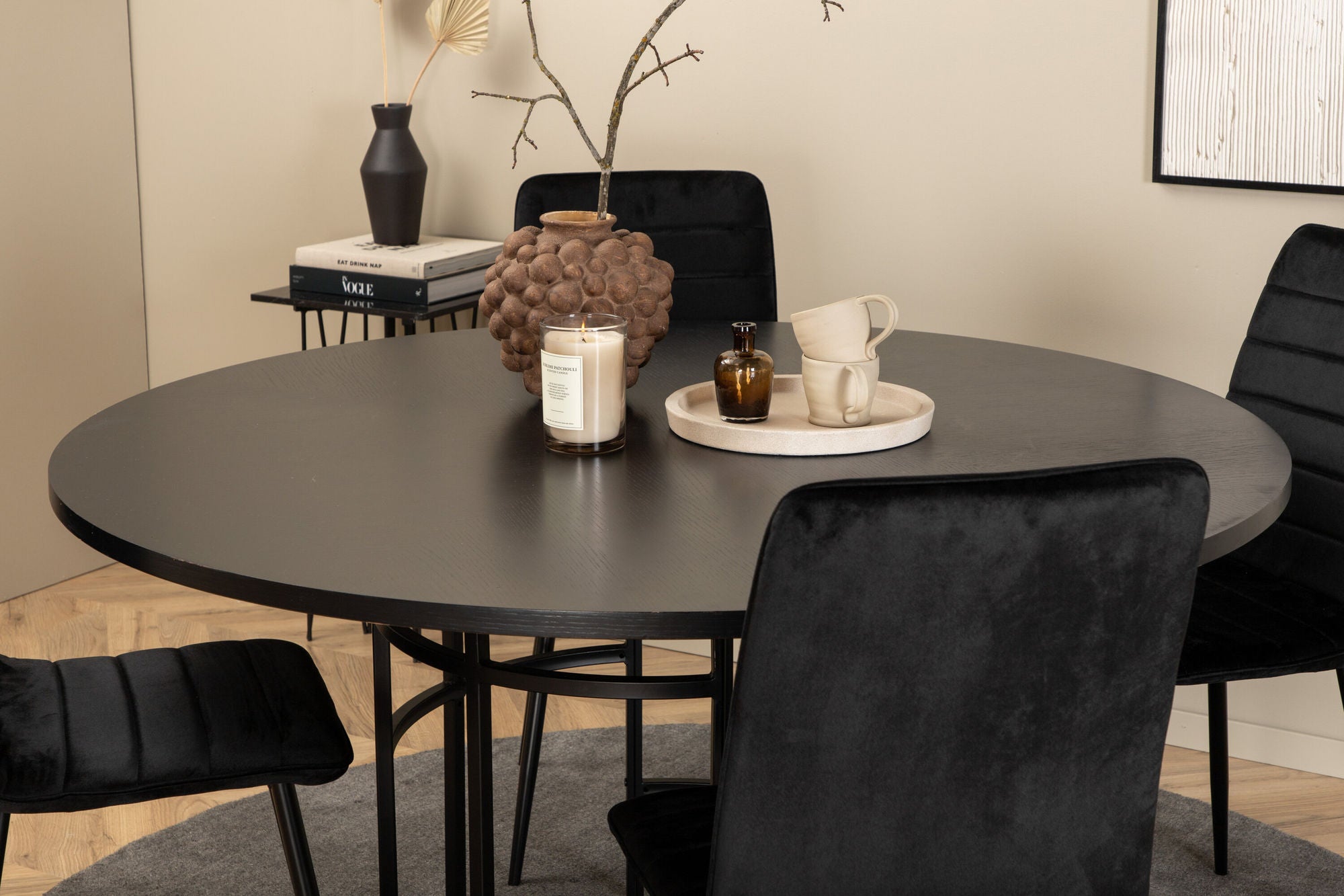 Venture Home Copenhagen - spisebord round - Black / Black+Windu Lyx stol - Black / Black Velvet_4
