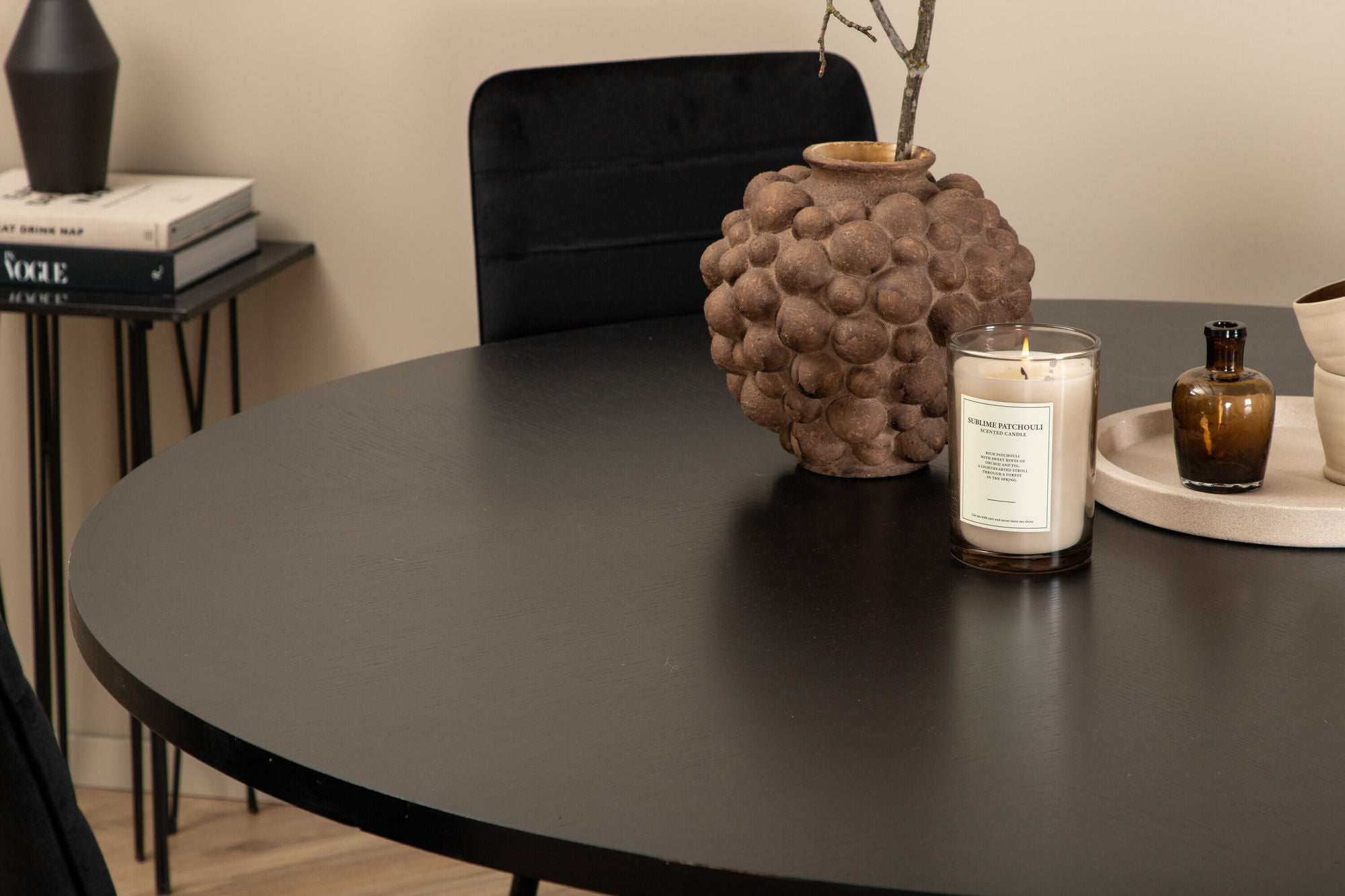 Venture Home Copenhagen - spisebord round - Black / Black+Windu Lyx stol - Black / Black Velvet_4