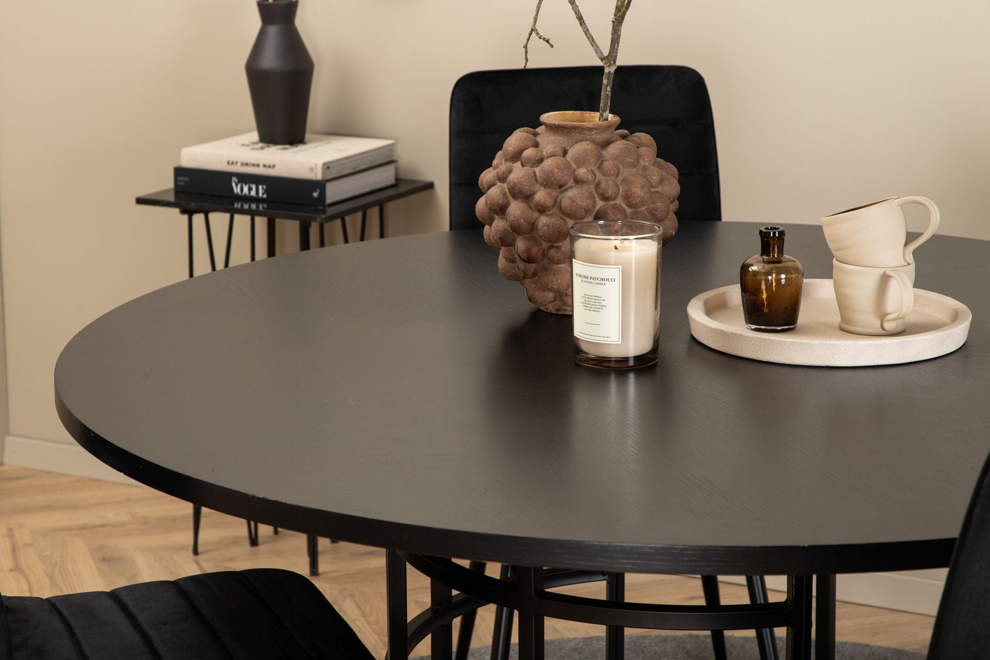 Venture Home Copenhagen - spisebord round - Black / Black+Windu Lyx stol - Black / Black Velvet_4