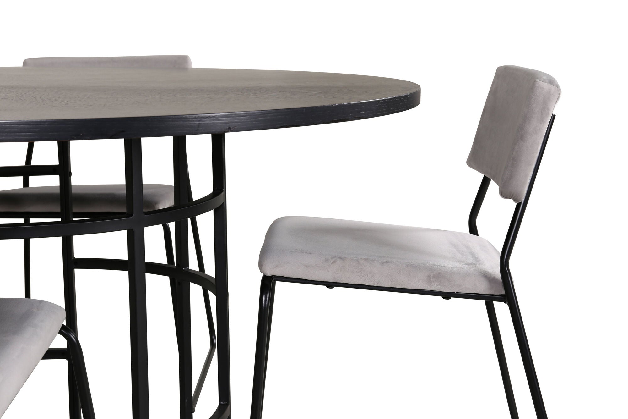 Venture Home Copenhagen - spisebord round - Black / Black+Kenth stol - Black / Light Grey Velvet_4