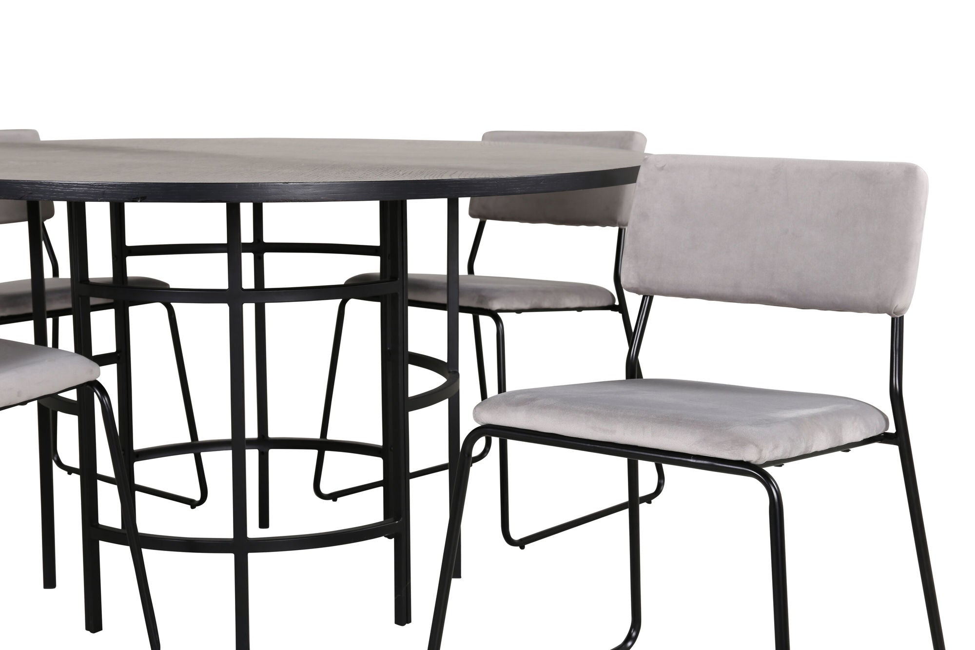 Venture Home Copenhagen - spisebord round - Black / Black+Kenth stol - Black / Light Grey Velvet_4