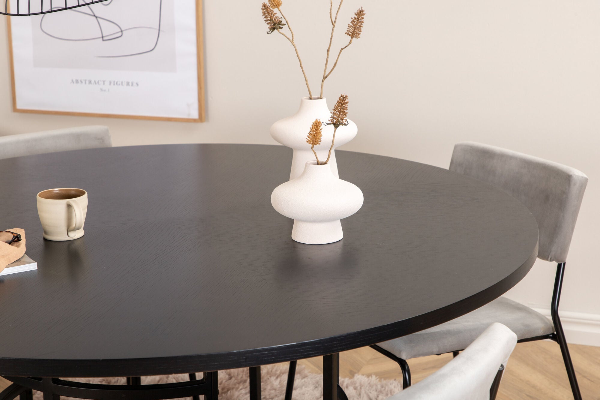 Venture Home Copenhagen - spisebord round - Black / Black+Kenth stol - Black / Light Grey Velvet_4