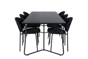 Venture Home Petra spisebord , Black Black Veneer+Vault Spisebordsstol , Black Legs , Black Fabric_6