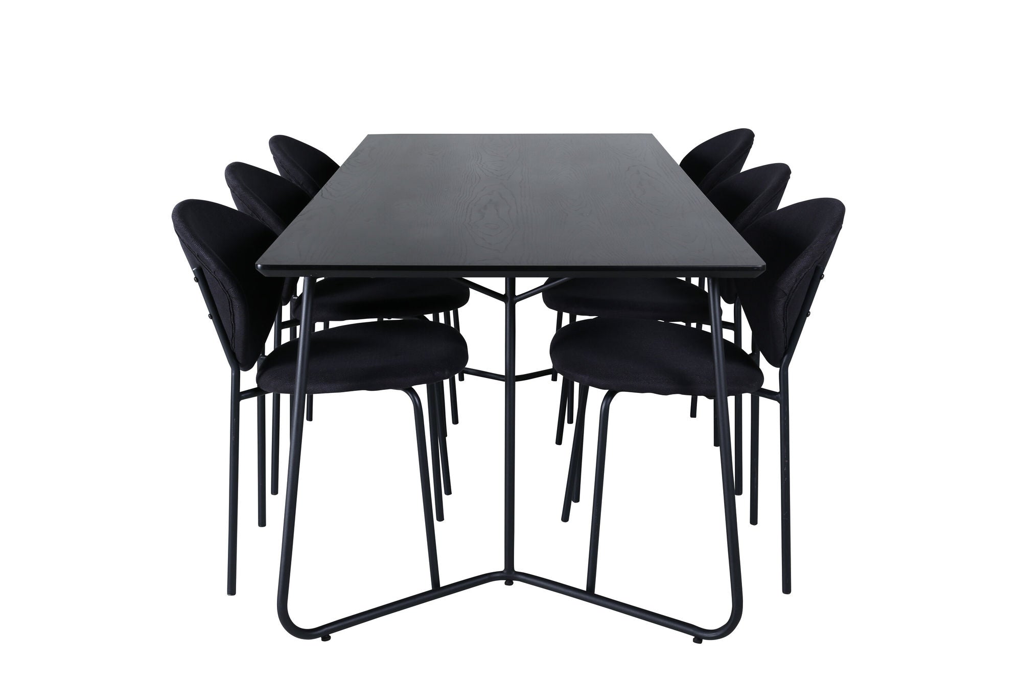 Venture Home Petra spisebord , Black Black Veneer+Vault Spisebordsstol , Black Legs , Black Fabric_6