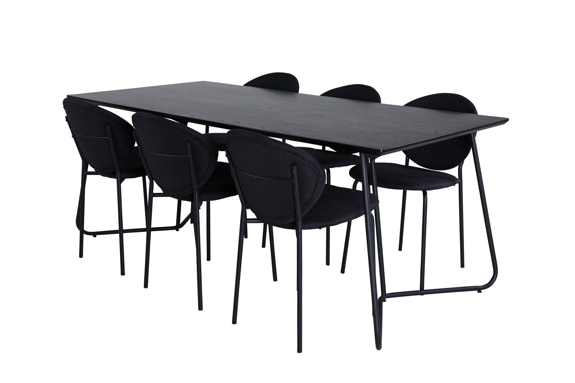Venture Home Petra spisebord , Black Black Veneer+Vault Spisebordsstol , Black Legs , Black Fabric_6