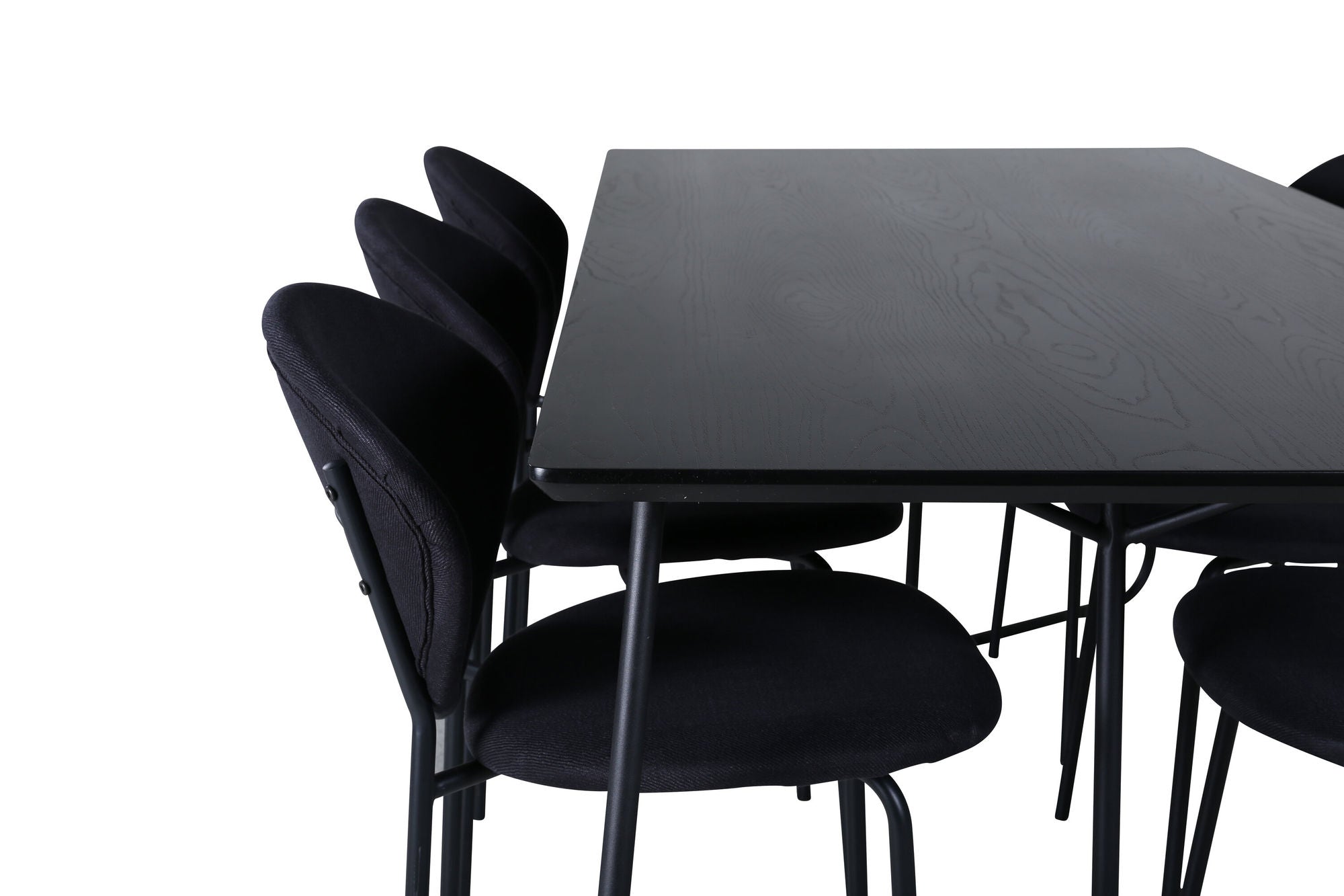Venture Home Petra spisebord , Black Black Veneer+Vault Spisebordsstol , Black Legs , Black Fabric_6