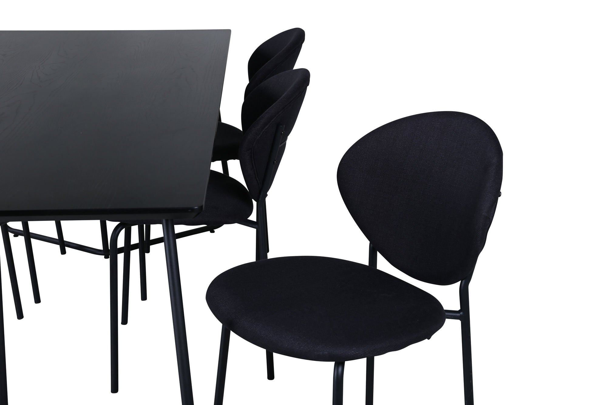 Venture Home Petra spisebord , Black Black Veneer+Vault Spisebordsstol , Black Legs , Black Fabric_6
