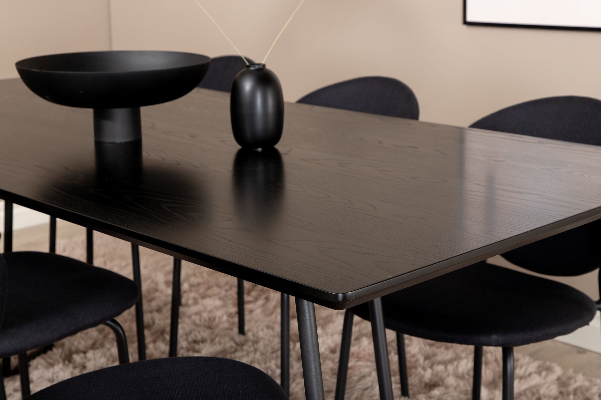 Venture Home Petra spisebord , Black Black Veneer+Vault Spisebordsstol , Black Legs , Black Fabric_6