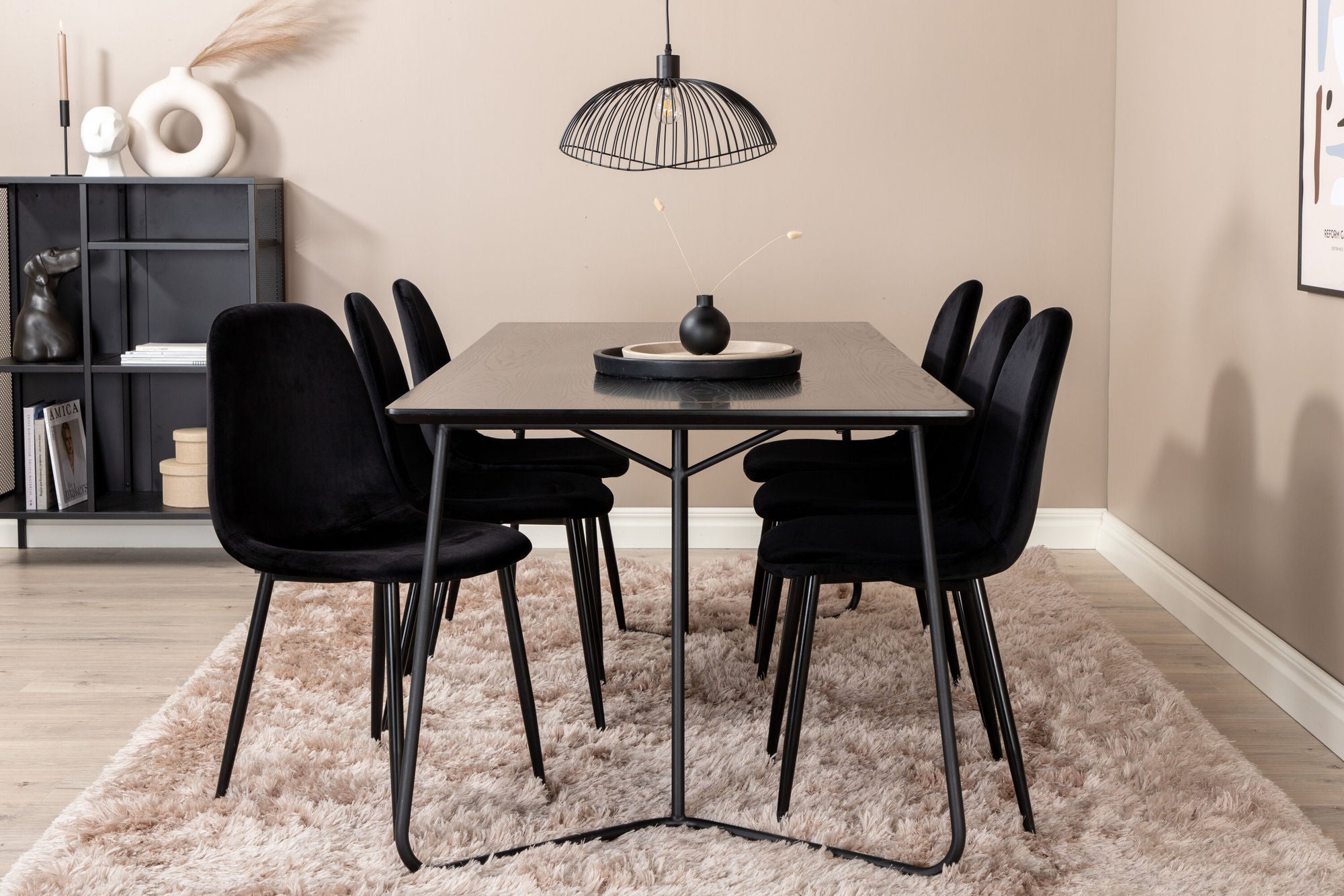 Venture Home Petra spisebord , Black Black Veneer+Polar Spisebordsstol , Black legs Black Velvet (ers√§tter 19902,888)_6