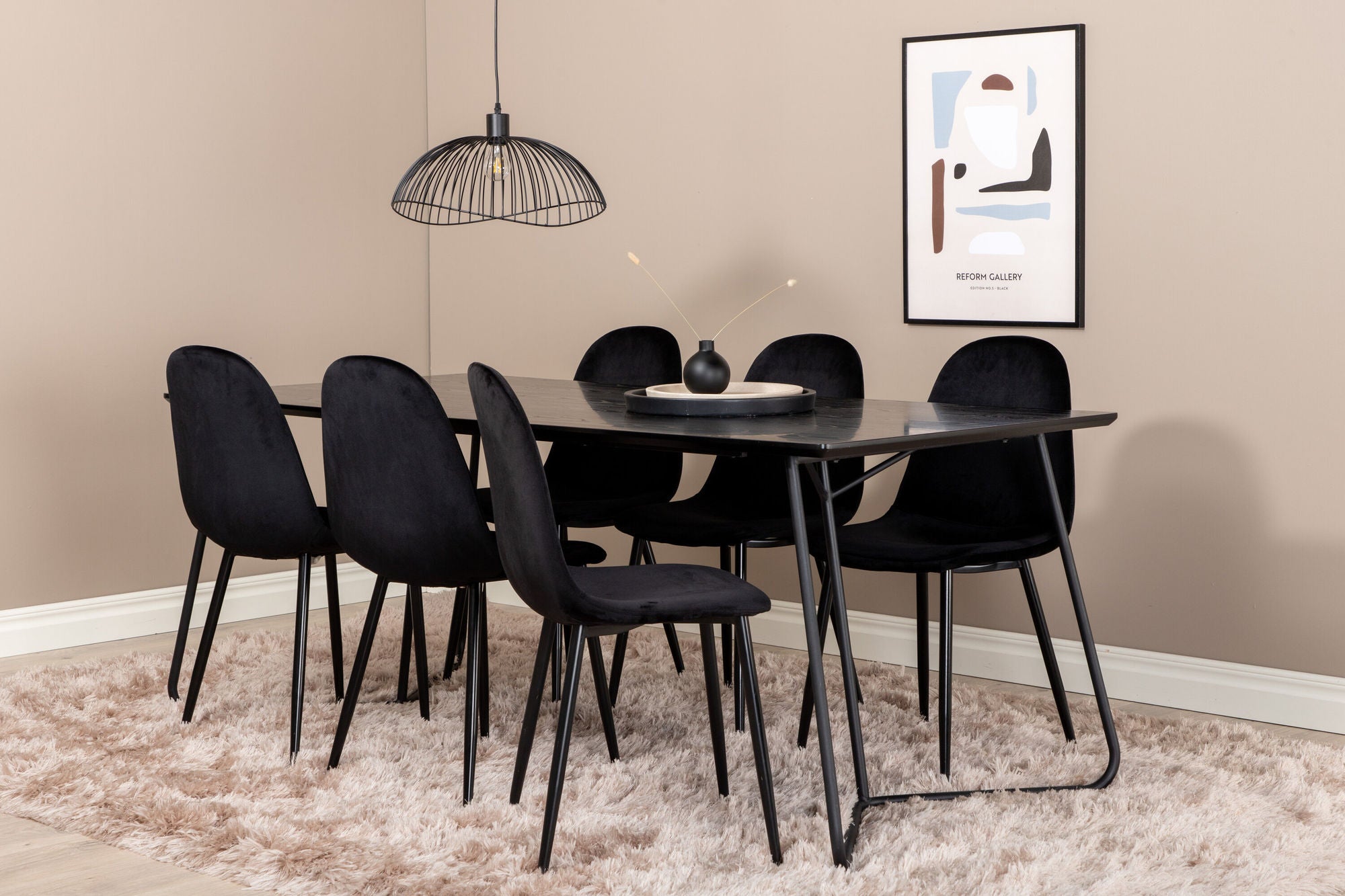 Venture Home Petra spisebord , Black Black Veneer+Polar Spisebordsstol , Black legs Black Velvet (ers√§tter 19902,888)_6