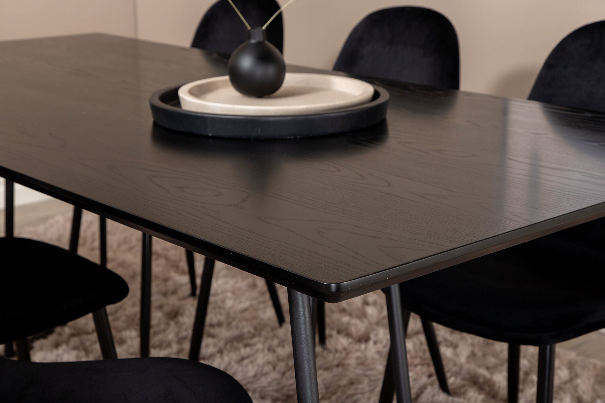 Venture Home Petra spisebord , Black Black Veneer+Polar Spisebordsstol , Black legs Black Velvet (ers√§tter 19902,888)_6