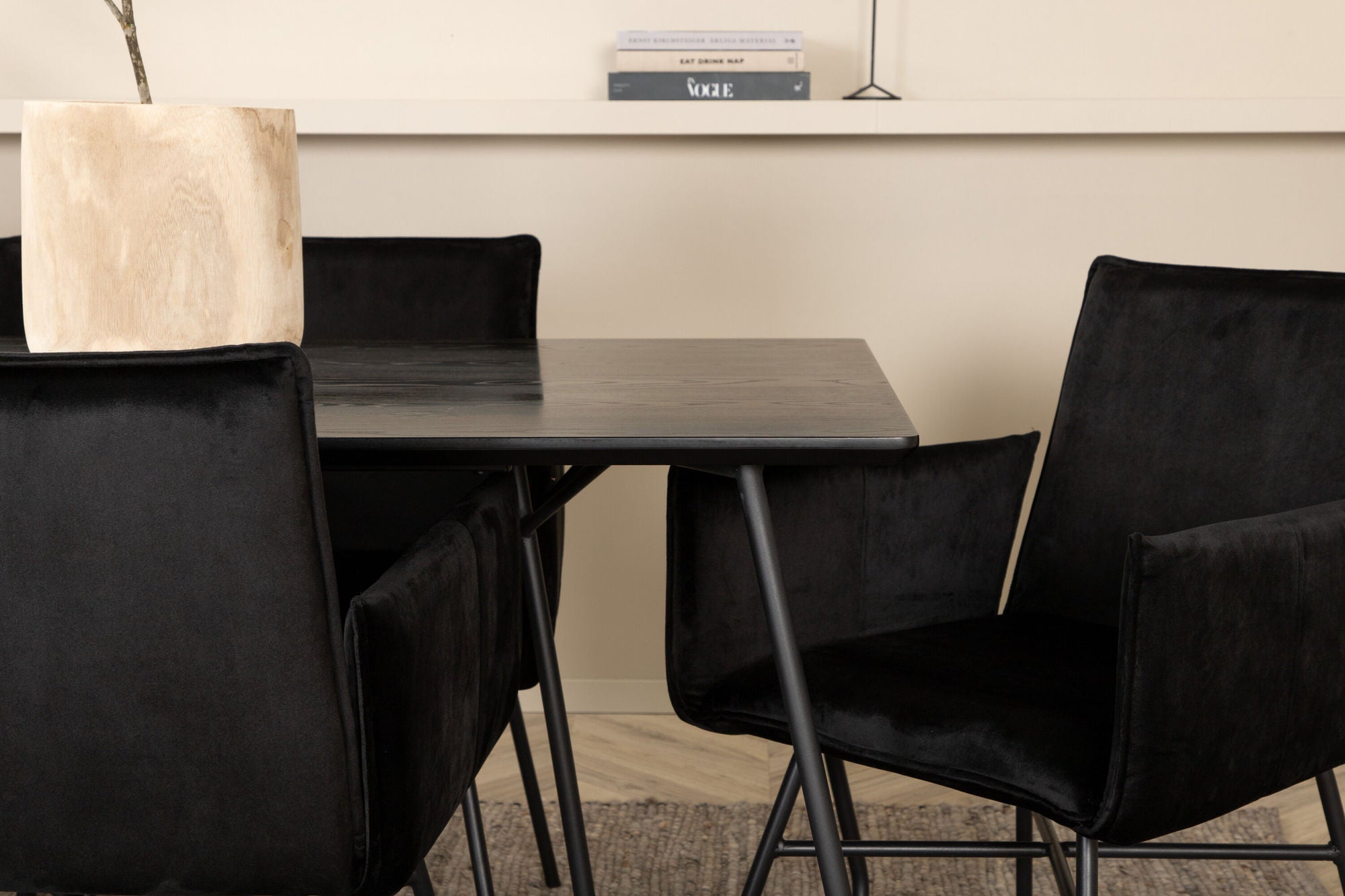 Venture Home Petra spisebord - Black / Black Veneer+Petra stol - Black / Black Velvet_6