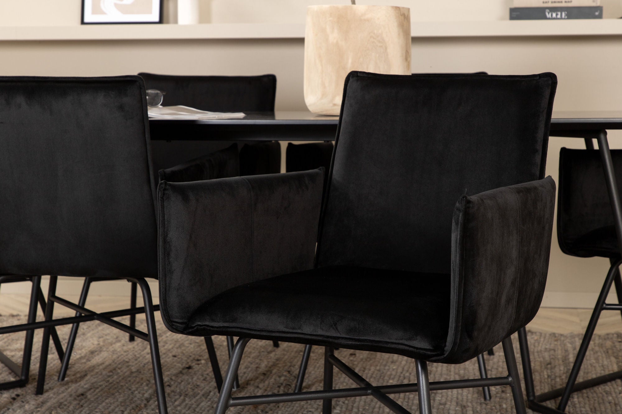 Venture Home Petra spisebord - Black / Black Veneer+Petra stol - Black / Black Velvet_6