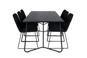 Venture Home Petra spisebord , Black Black Veneer+Muce Spisebordsstol , Black Legs , Black Fabric_6