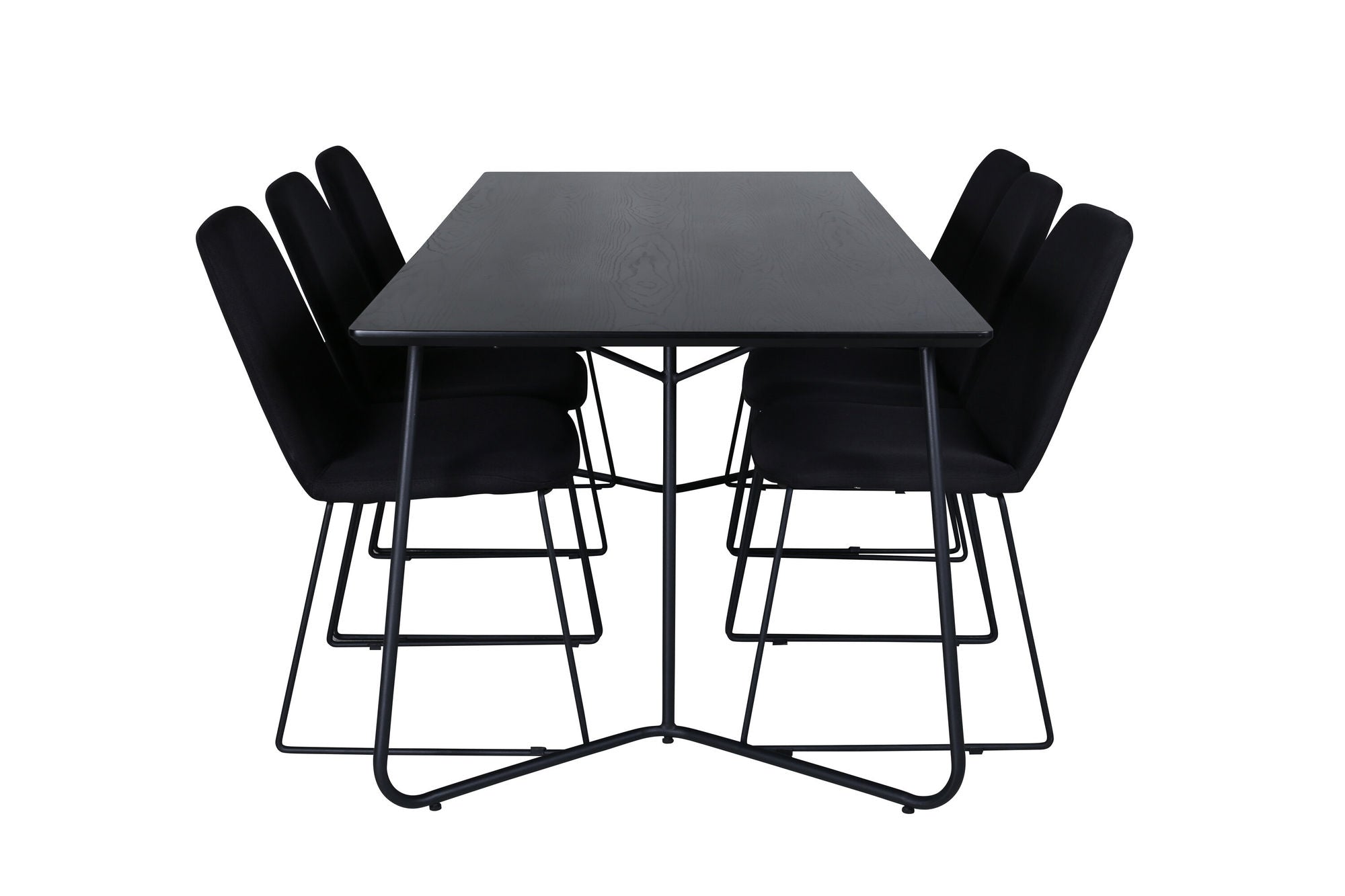 Venture Home Petra spisebord , Black Black Veneer+Muce Spisebordsstol , Black Legs , Black Fabric_6