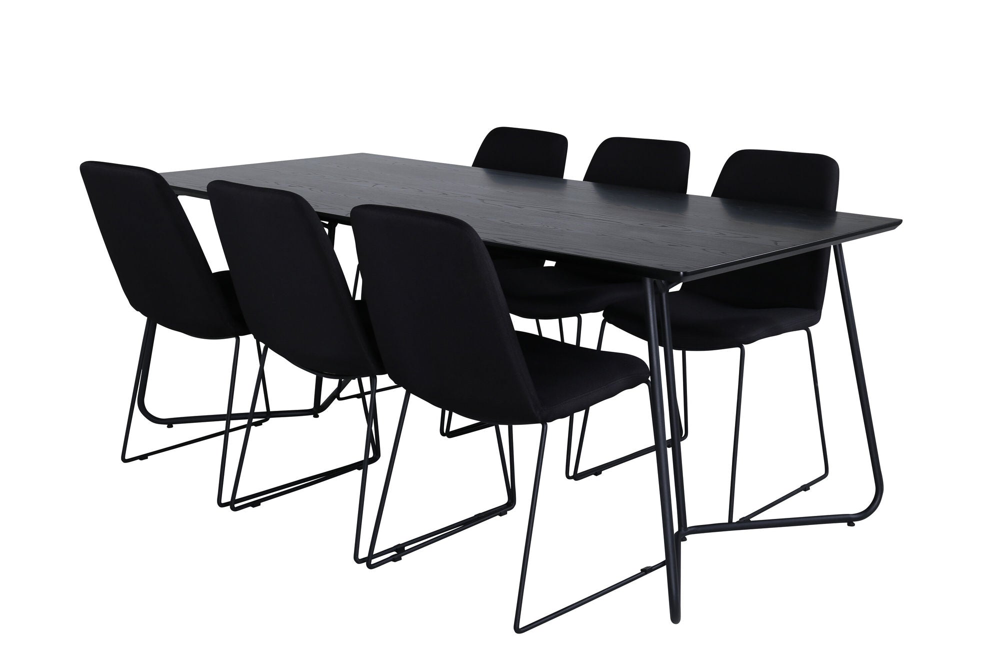 Venture Home Petra spisebord , Black Black Veneer+Muce Spisebordsstol , Black Legs , Black Fabric_6