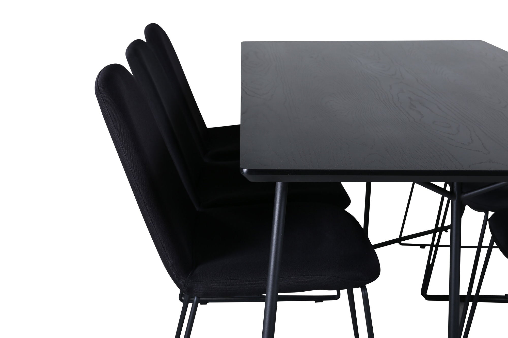Venture Home Petra spisebord , Black Black Veneer+Muce Spisebordsstol , Black Legs , Black Fabric_6