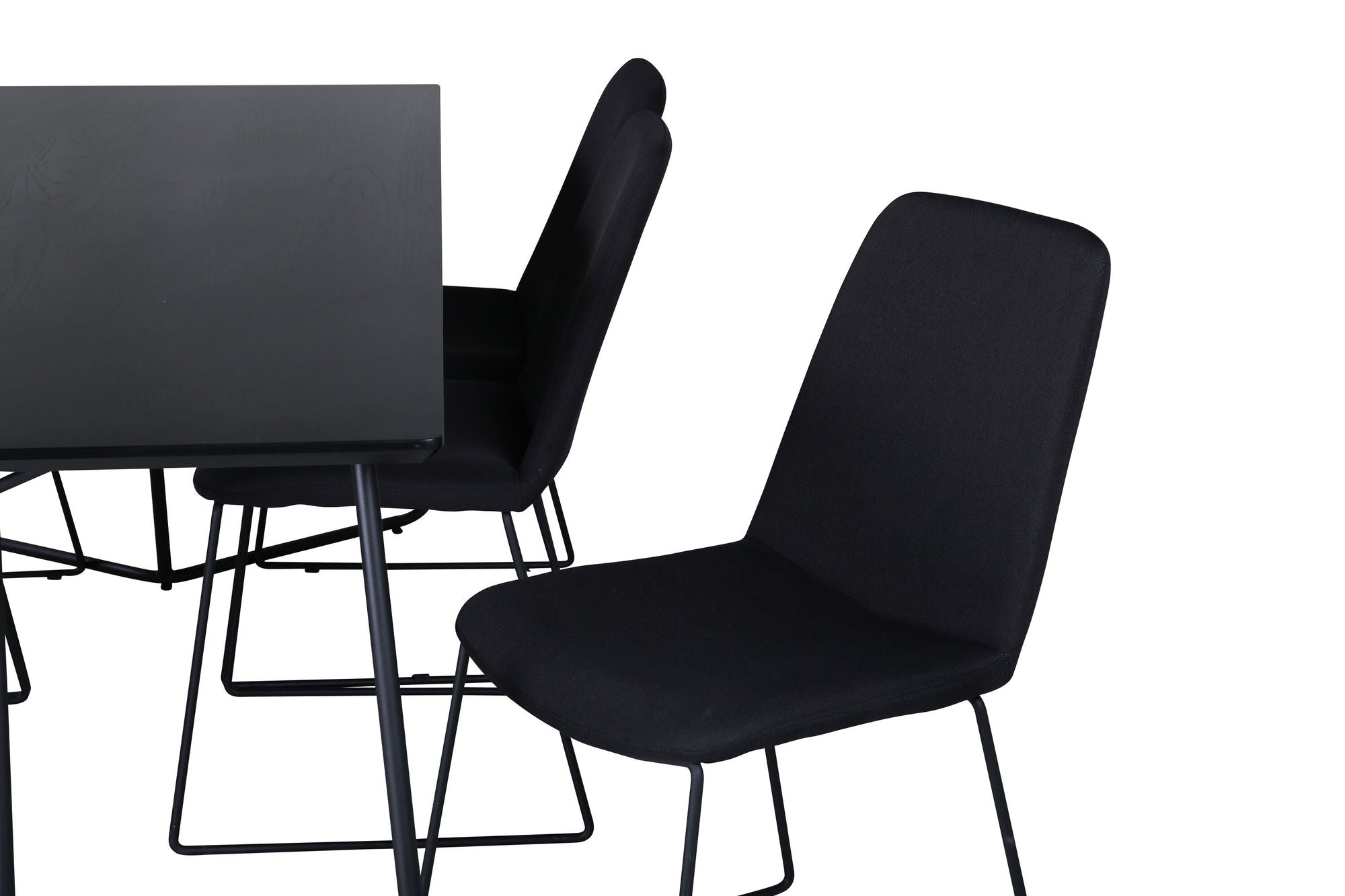 Venture Home Petra spisebord , Black Black Veneer+Muce Spisebordsstol , Black Legs , Black Fabric_6