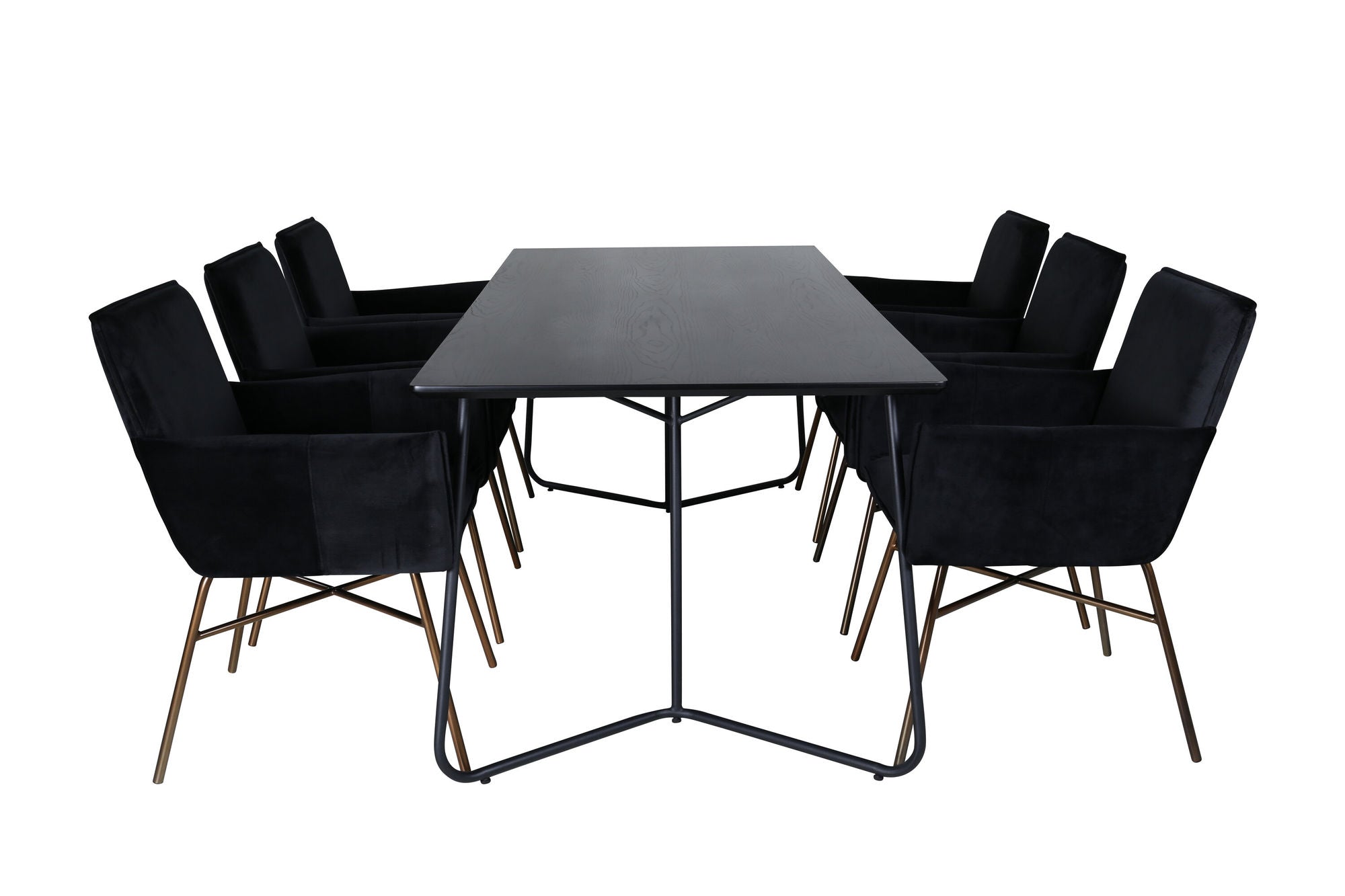 Venture Home Petra spisebord , Black Black Veneer+Petra stol , Distressed Copper Black Velvet_6