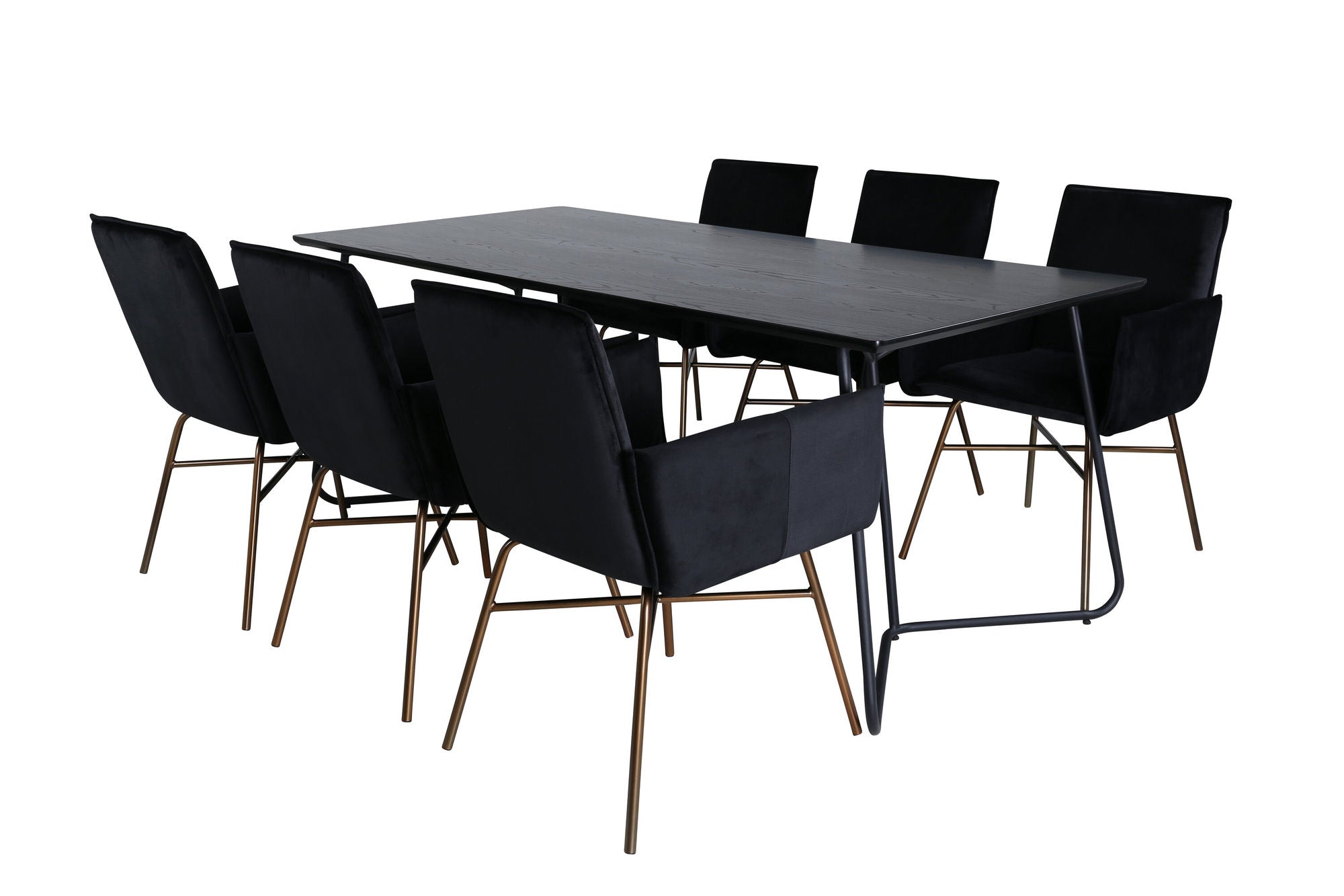 Venture Home Petra spisebord , Black Black Veneer+Petra stol , Distressed Copper Black Velvet_6