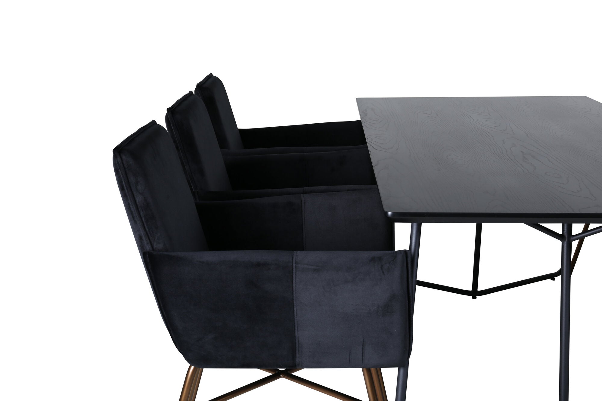 Venture Home Petra spisebord , Black Black Veneer+Petra stol , Distressed Copper Black Velvet_6