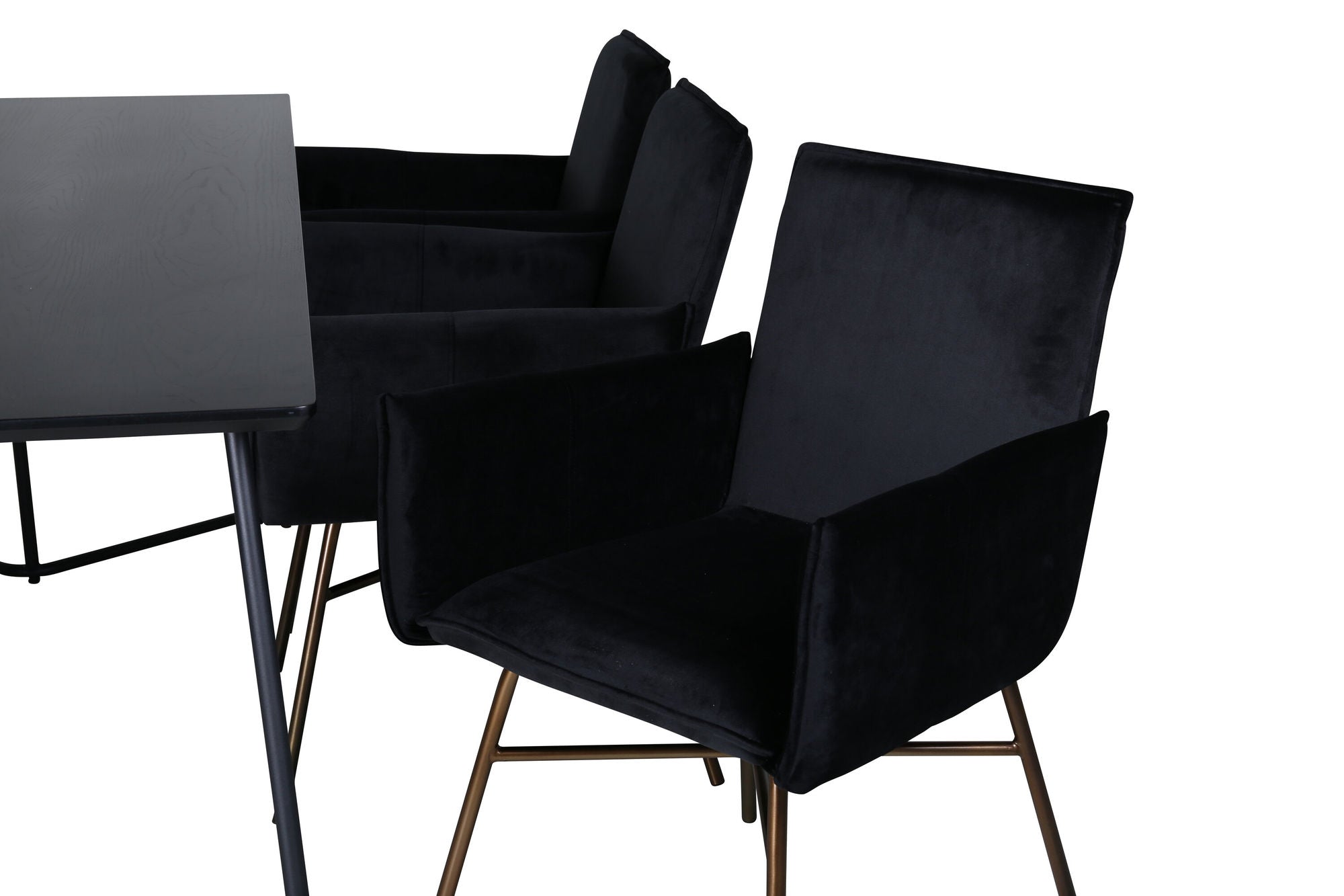 Venture Home Petra spisebord , Black Black Veneer+Petra stol , Distressed Copper Black Velvet_6