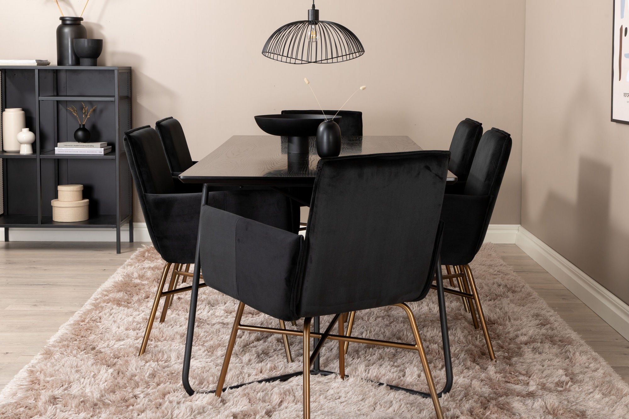 Venture Home Petra spisebord , Black Black Veneer+Petra stol , Distressed Copper Black Velvet_6