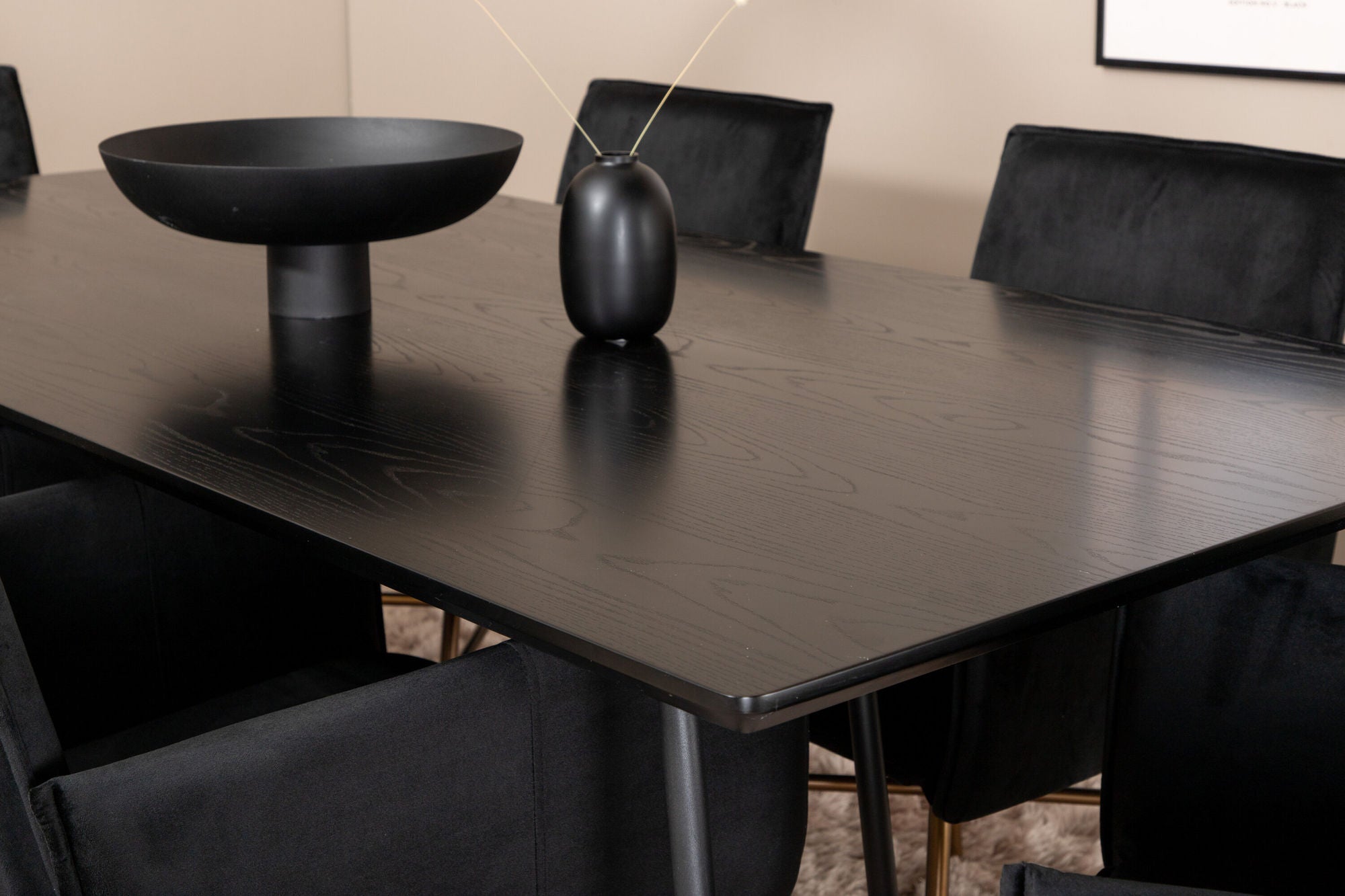 Venture Home Petra spisebord , Black Black Veneer+Petra stol , Distressed Copper Black Velvet_6
