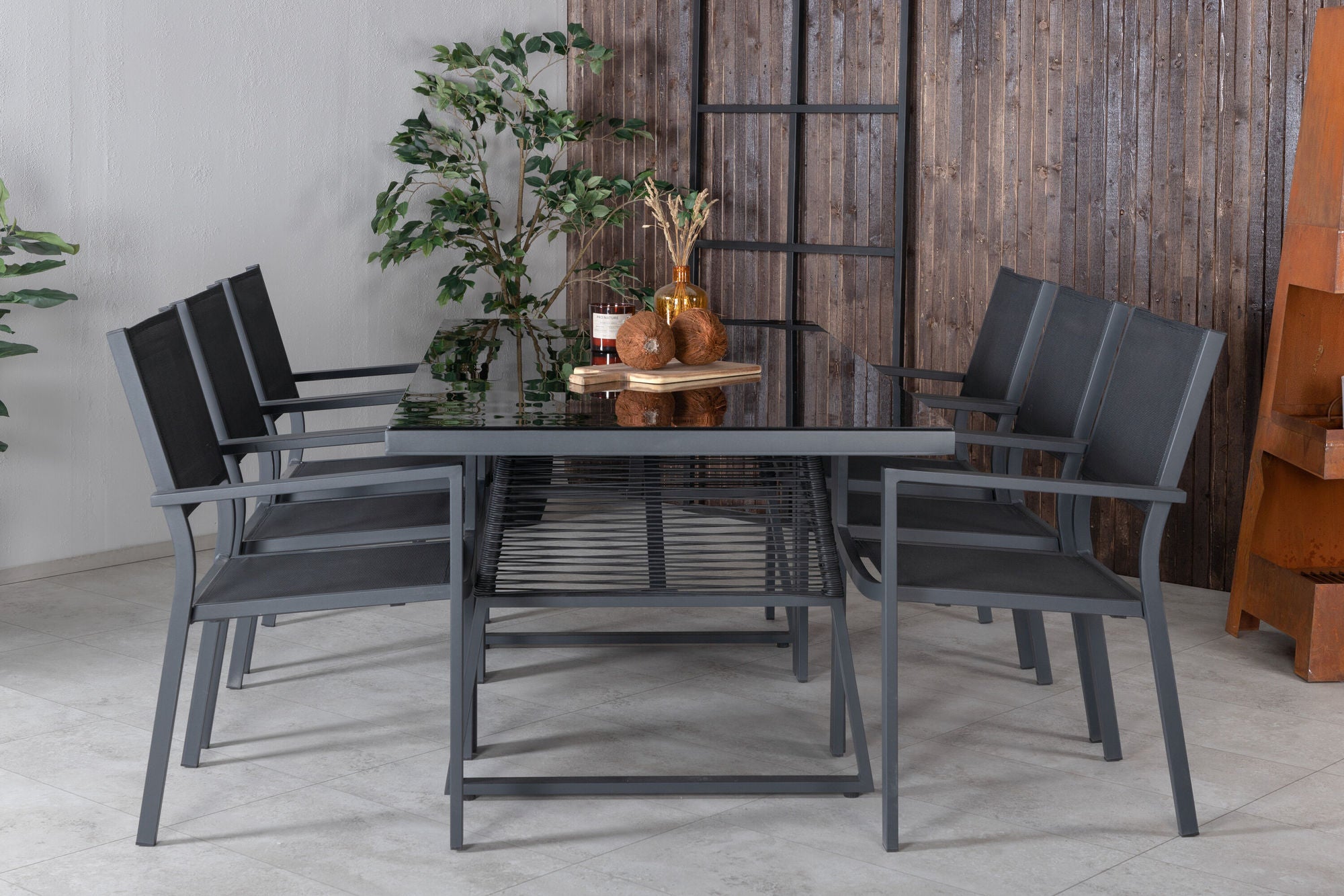 Venture Home Dallas spisebord+Copacabana Stacking stol - Black/Black_6
