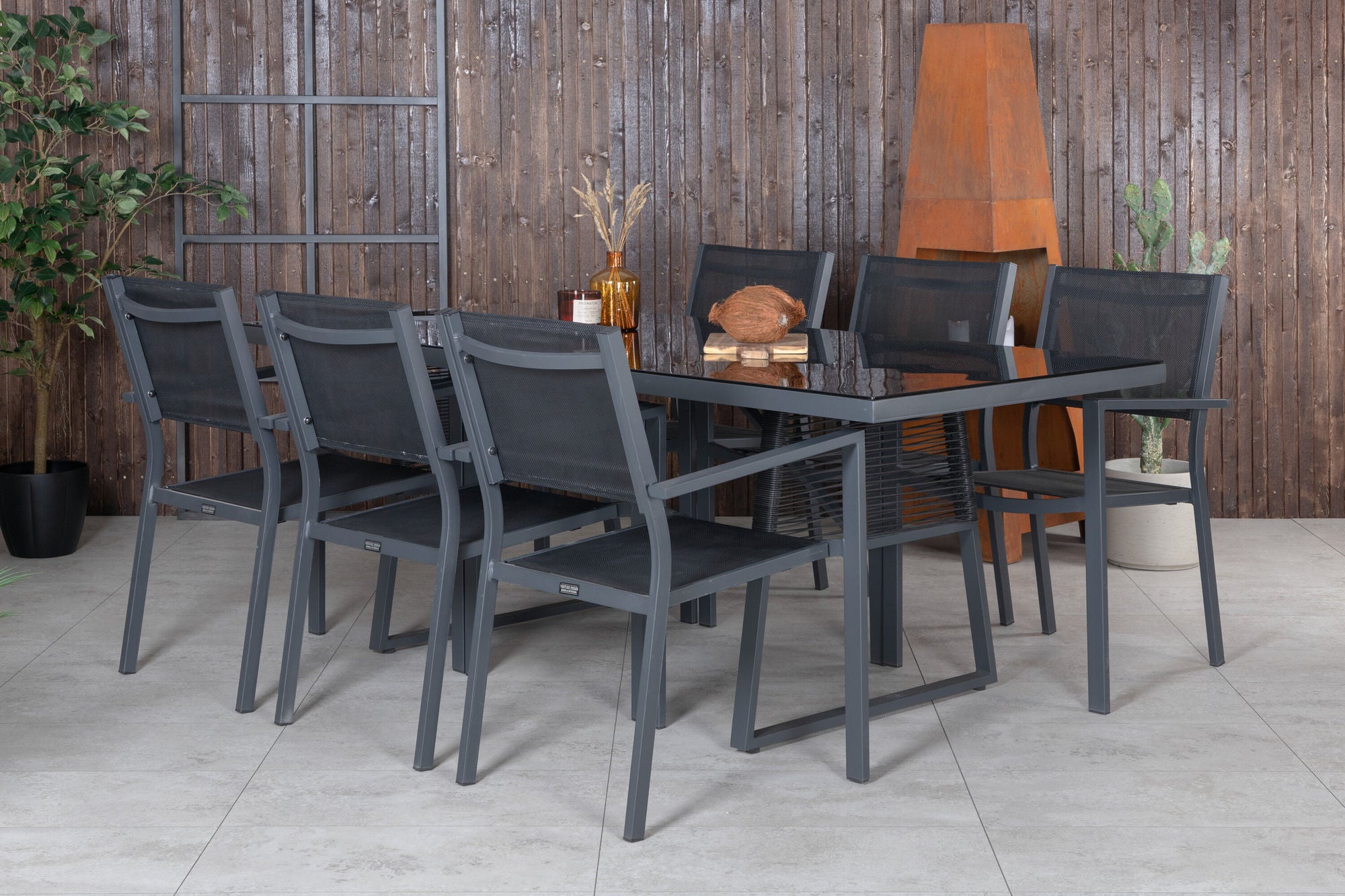 Venture Home Dallas spisebord+Copacabana Stacking stol - Black/Black_6