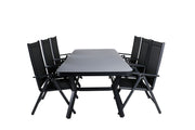 Venture Home Virya spisebord - Black Alu / Grey Glass - big bord+Break 5:pos stol - Black/Black_6
