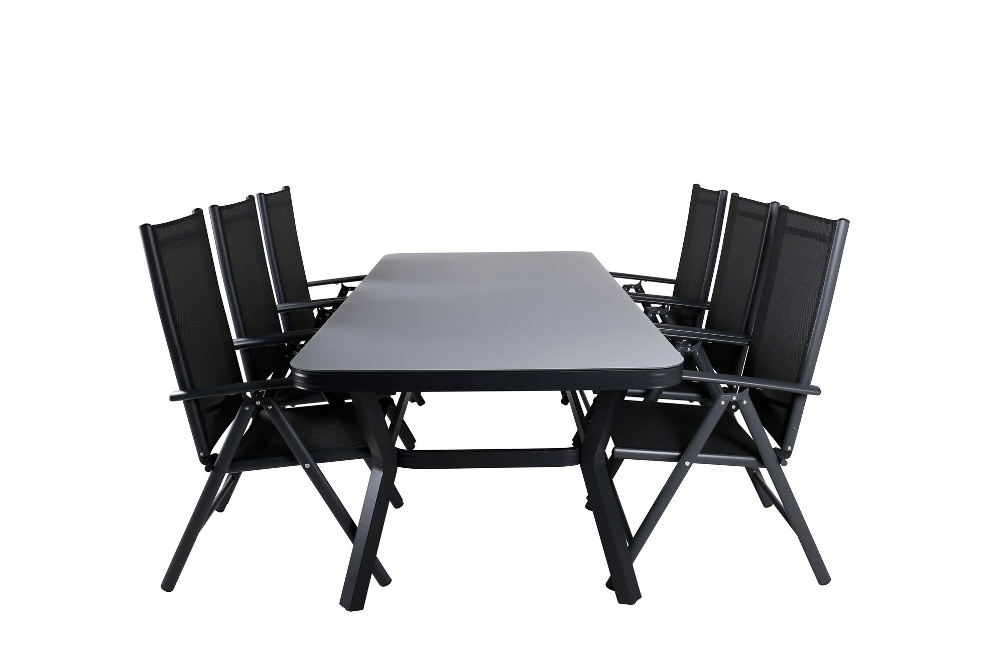 Venture Home Virya spisebord - Black Alu / Grey Glass - big bord+Break 5:pos stol - Black/Black_6