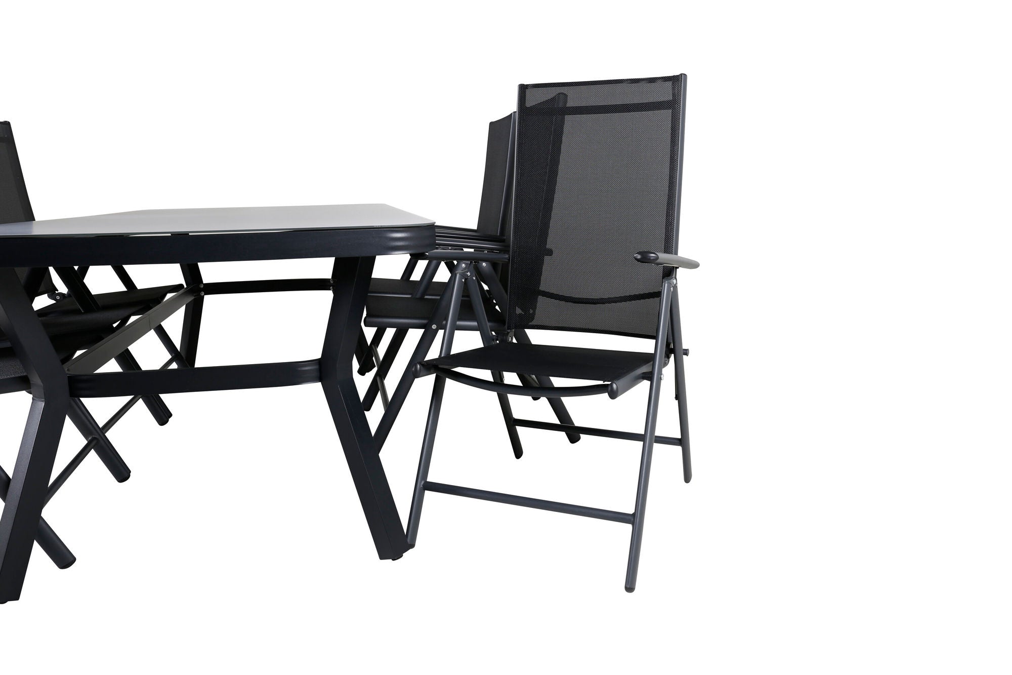 Venture Home Virya spisebord - Black Alu / Grey Glass - big bord+Break 5:pos stol - Black/Black_6