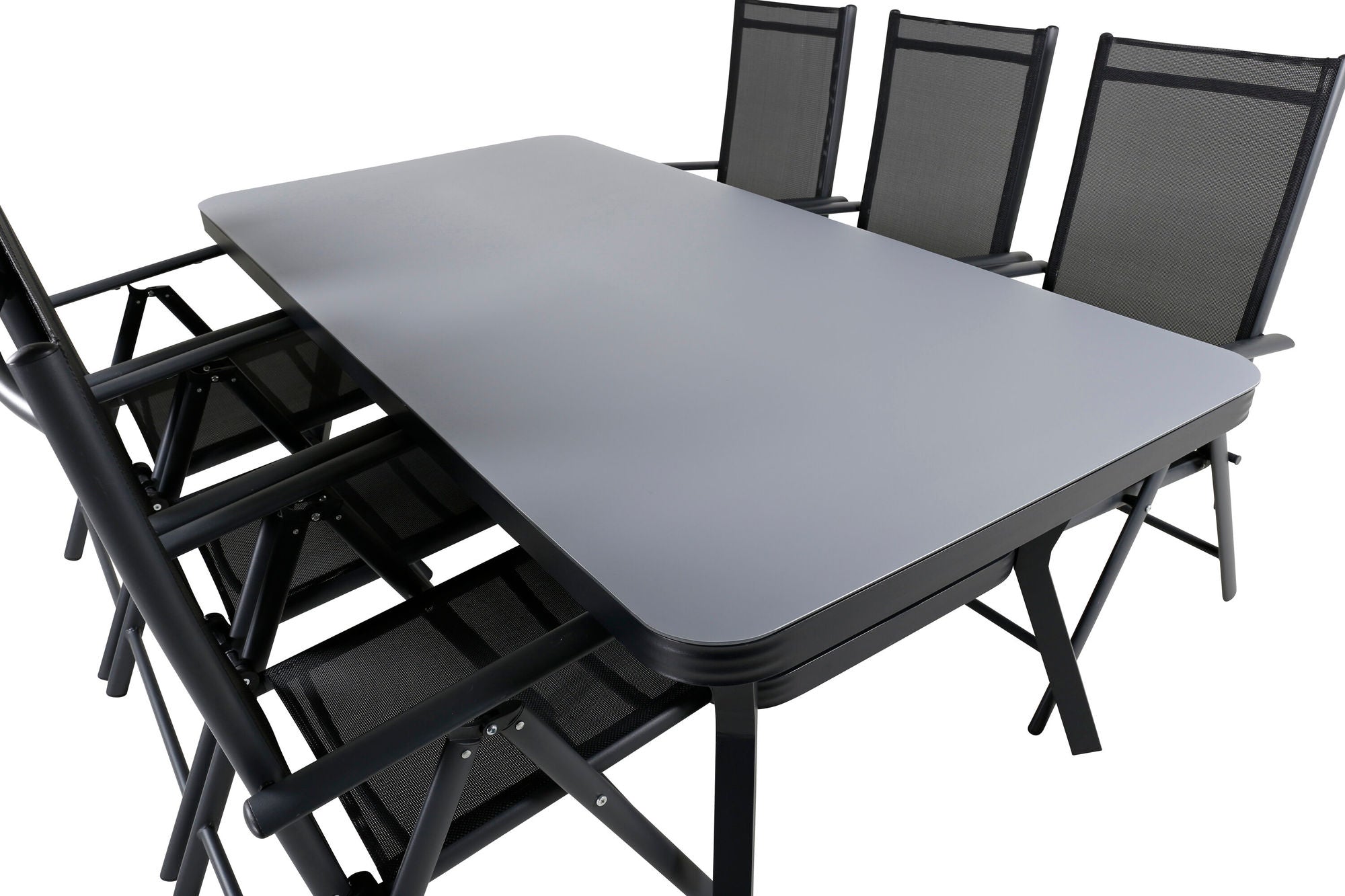 Venture Home Virya spisebord - Black Alu / Grey Glass - big bord+Break 5:pos stol - Black/Black_6