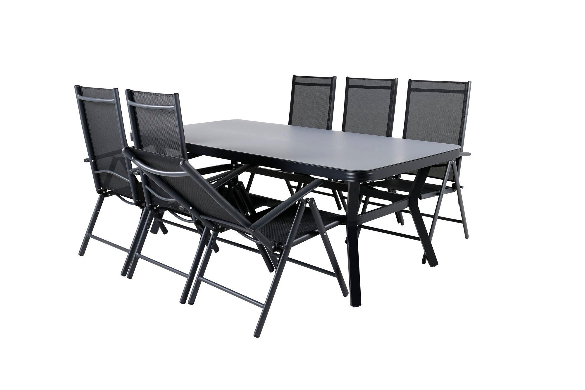 Venture Home Virya spisebord - Black Alu / Grey Glass - big bord+Break 5:pos stol - Black/Black_6