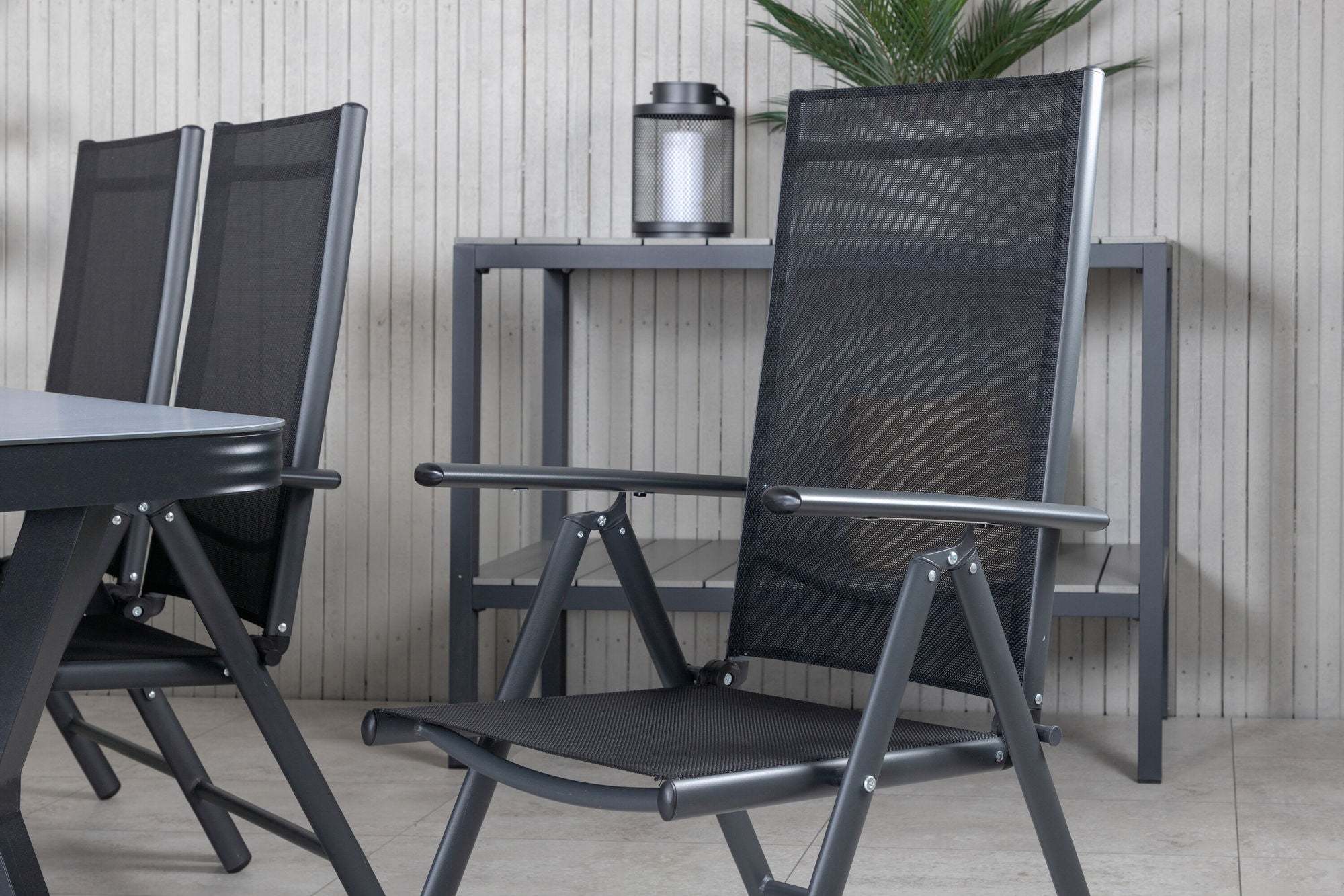 Venture Home Virya spisebord - Black Alu / Grey Glass - big bord+Break 5:pos stol - Black/Black_6
